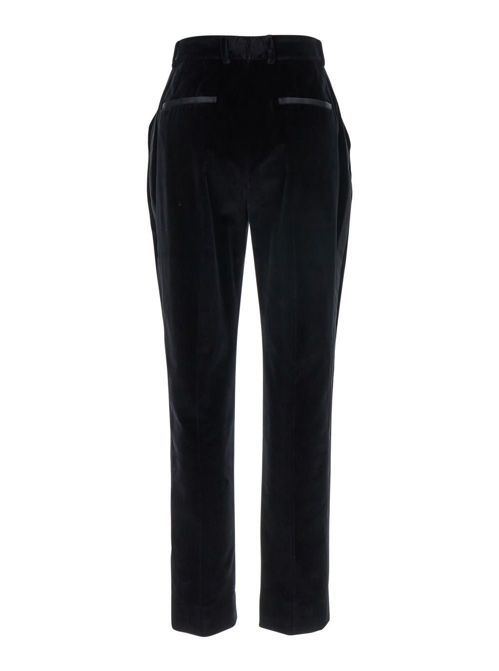 Shop Dolce & Gabbana Black Pants With High Waist And Belt Loops In Velvet Woman