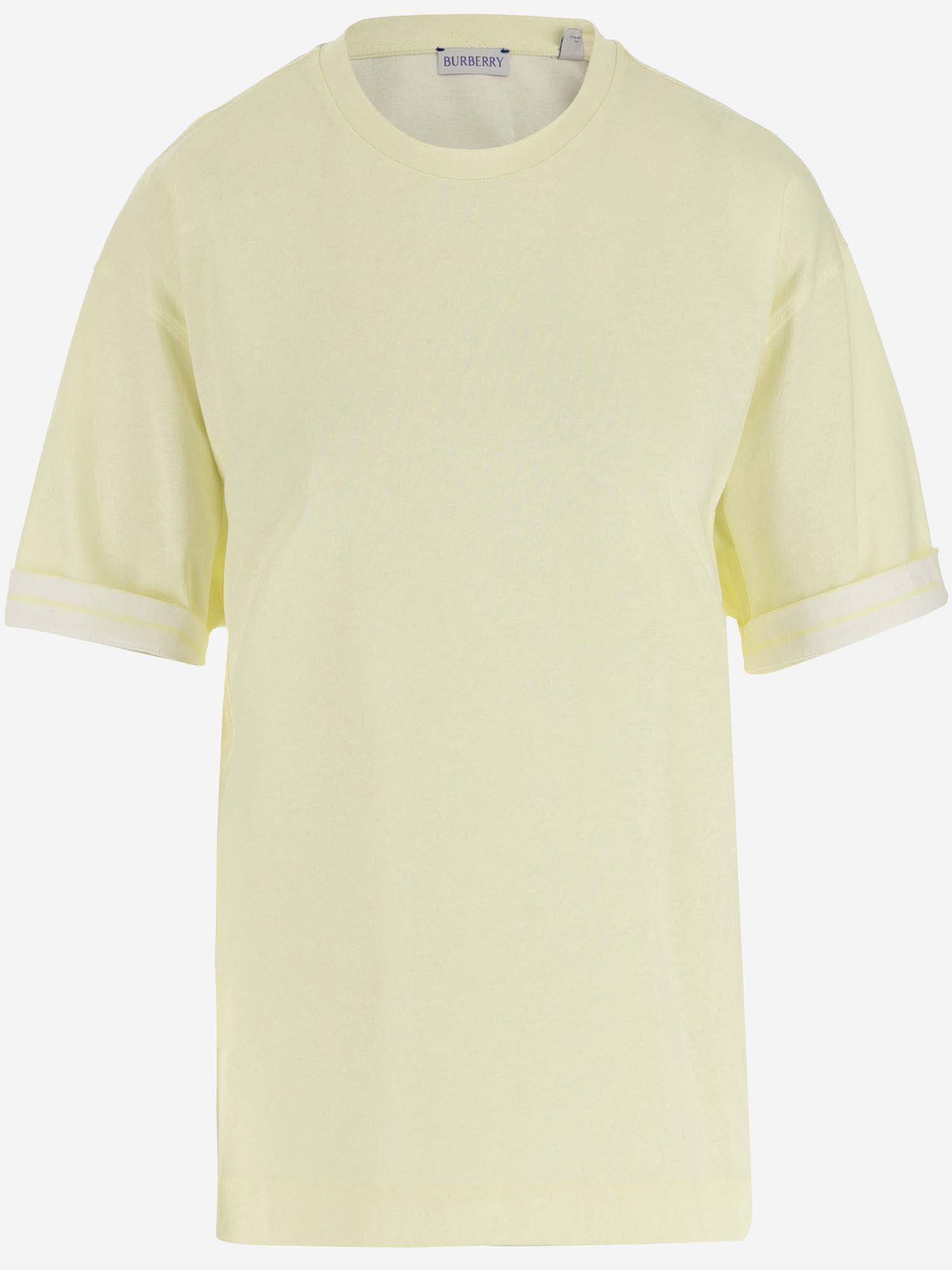 Shop Burberry Cotton T-shirt In Yellow