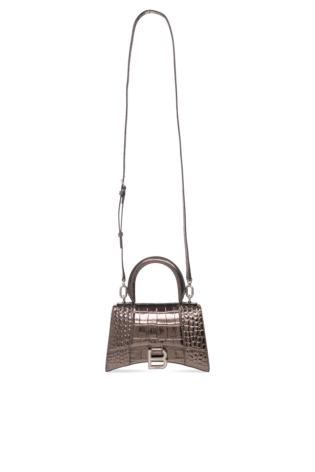 Shop Balenciaga Hourglass Xs Shoulder Bag In Brown