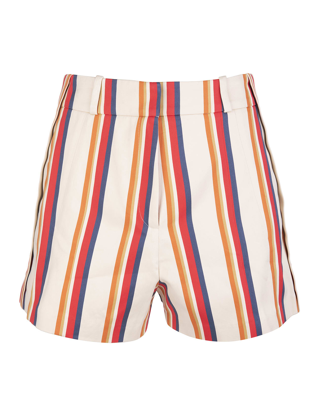 Paco Rabanne Woman Light Beige Shorts With Multicolored Stripe Pattern