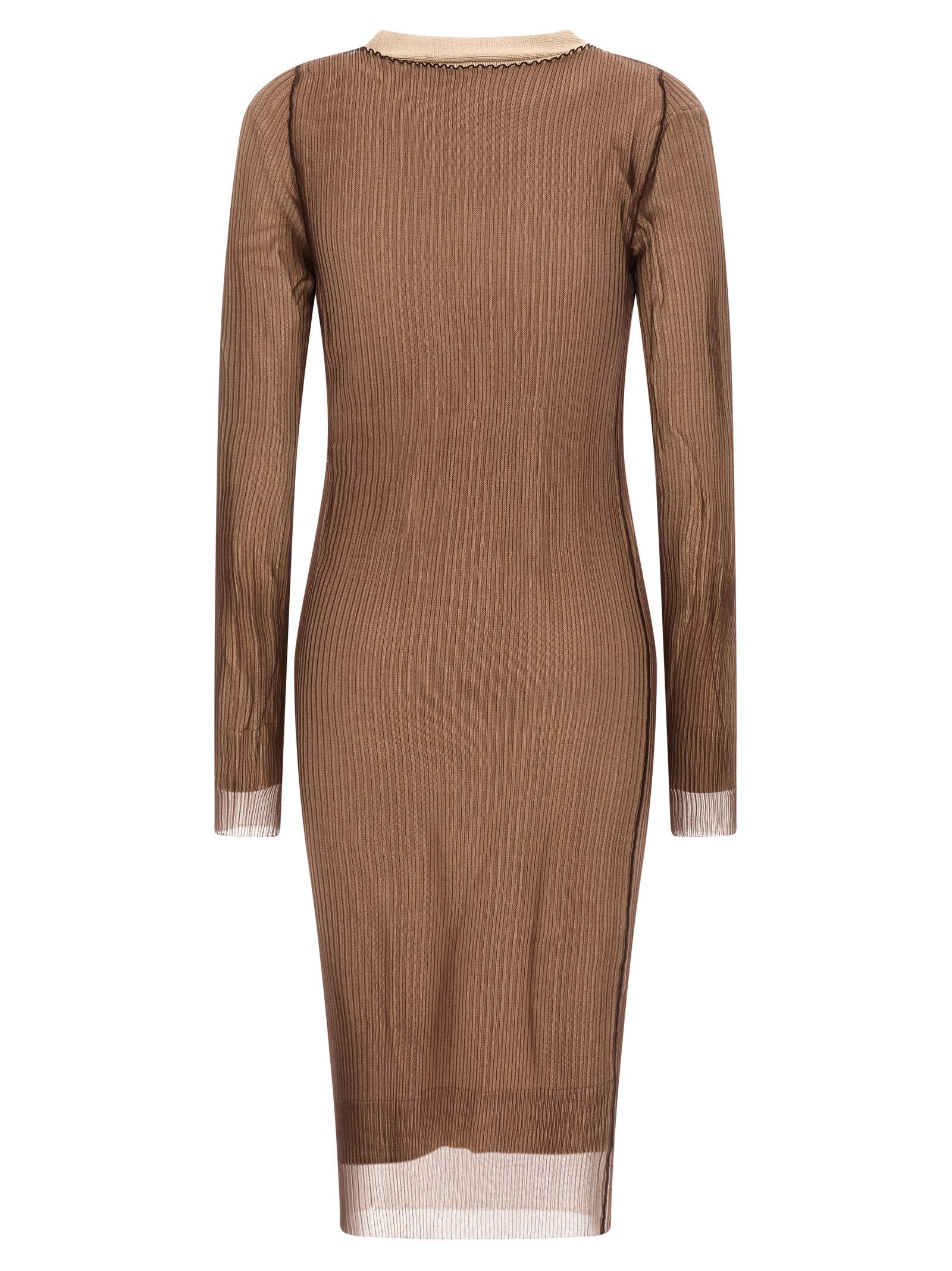 Mm6 Maison Margiela Beige Trapped Double Layer Dress In Multi