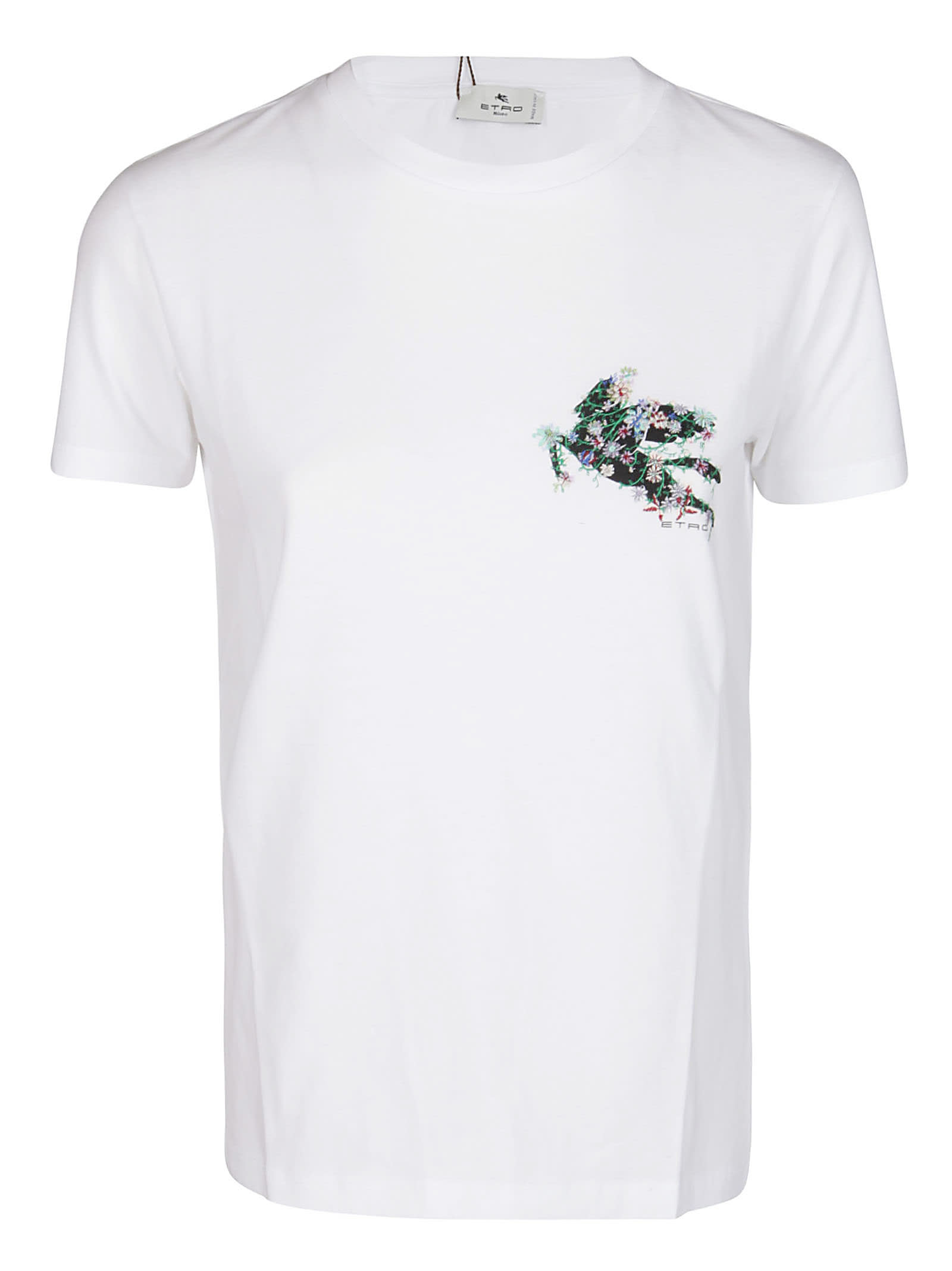 White Cotton Pegaso T-shirt Etro