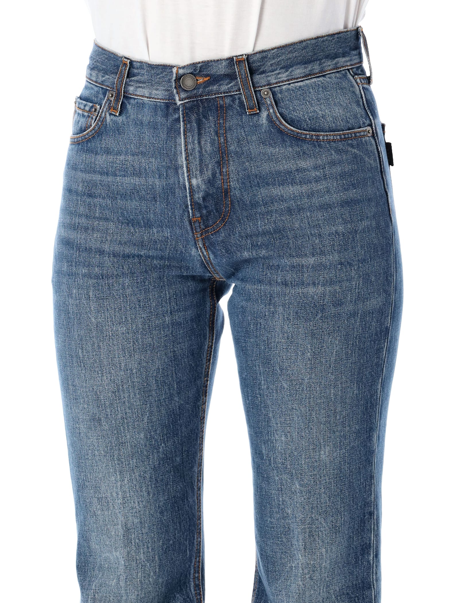 Haikure Flora Flared Authentic Dark Blue Wash Jeans In Blue