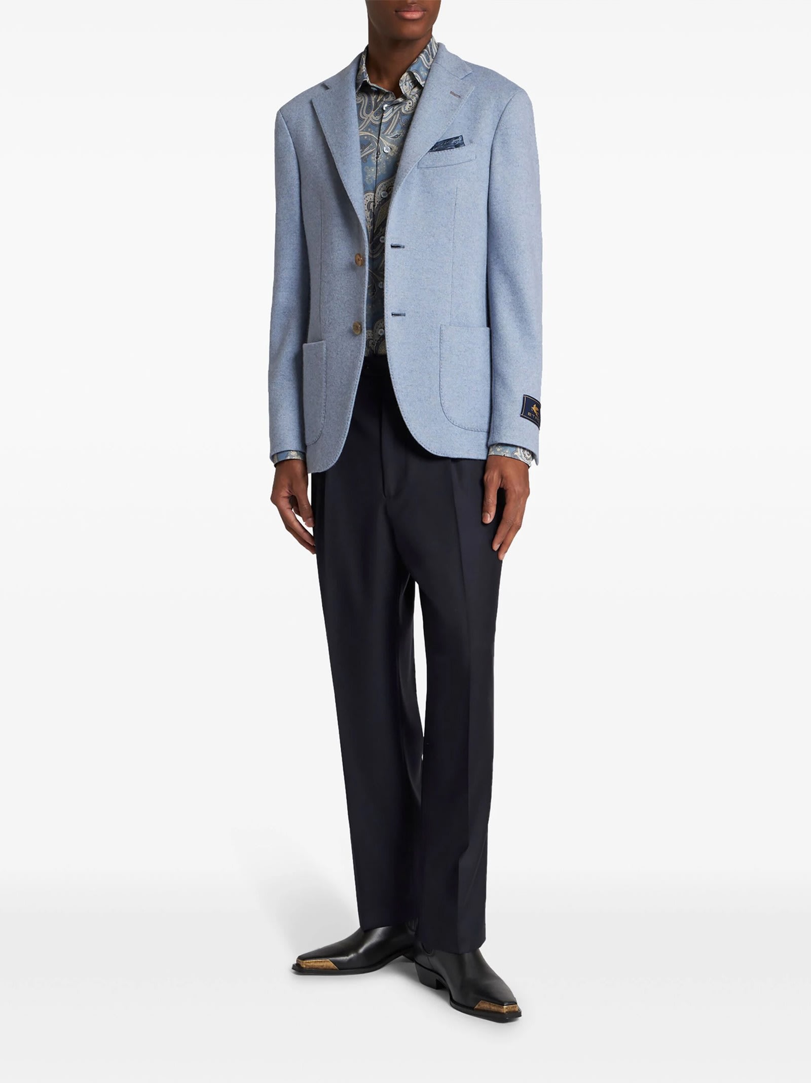 Shop Etro Roma Blazer In Light Blue