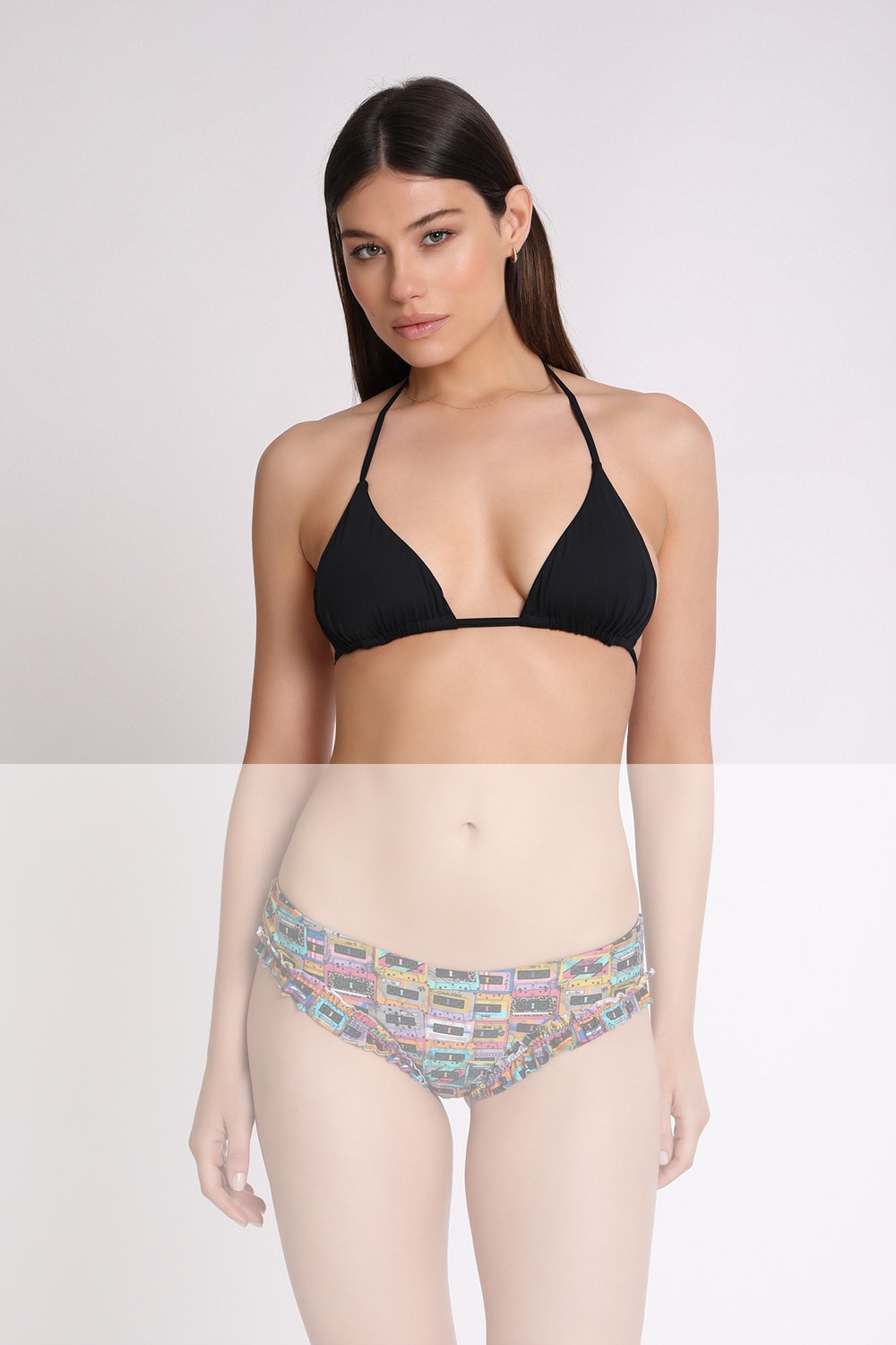 Marion Zimet Sliding Triangle Bikini Top In Microfiber, With Removable Cup Inserts