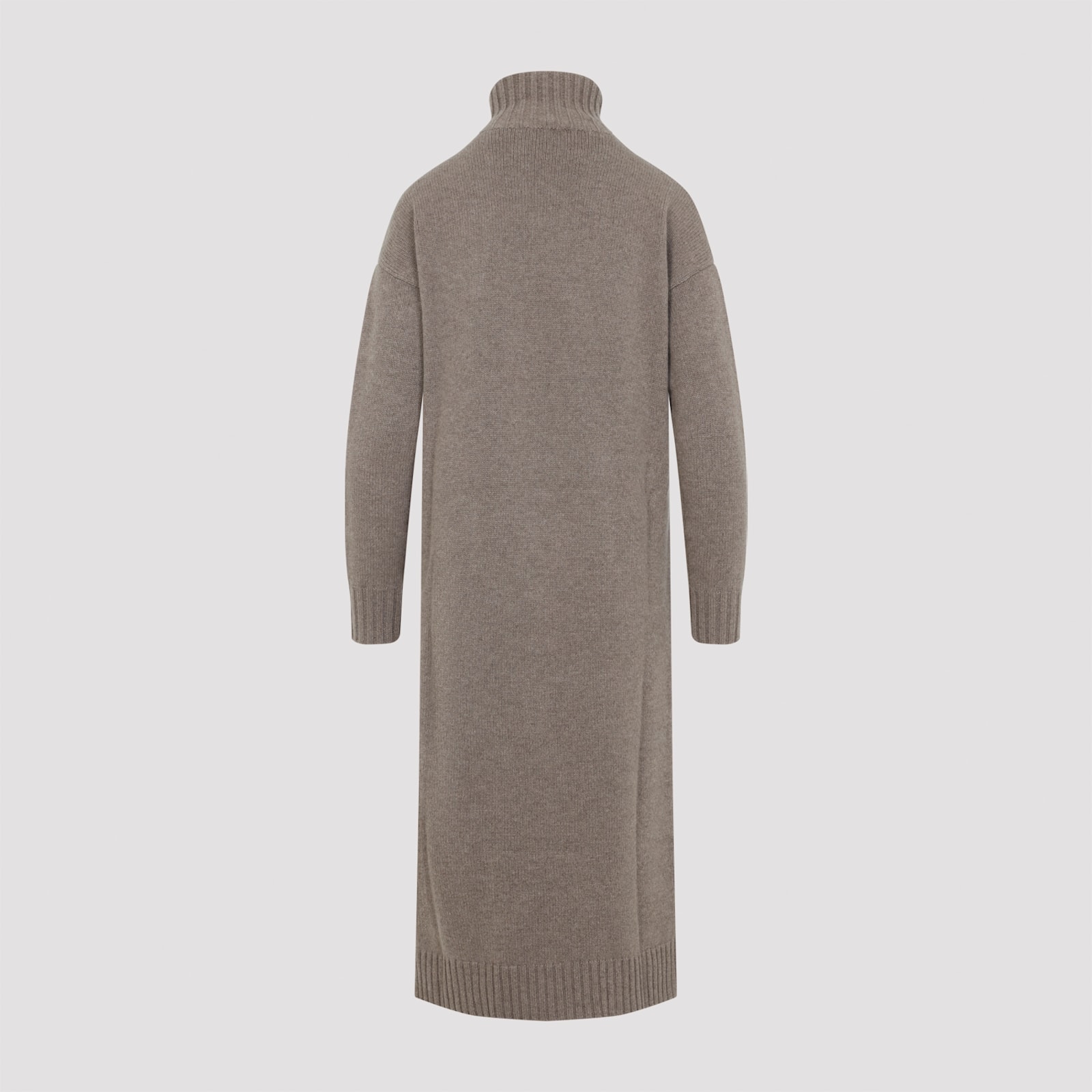Max Mara High Turtleneck Cashmere Midi Dress In Brown