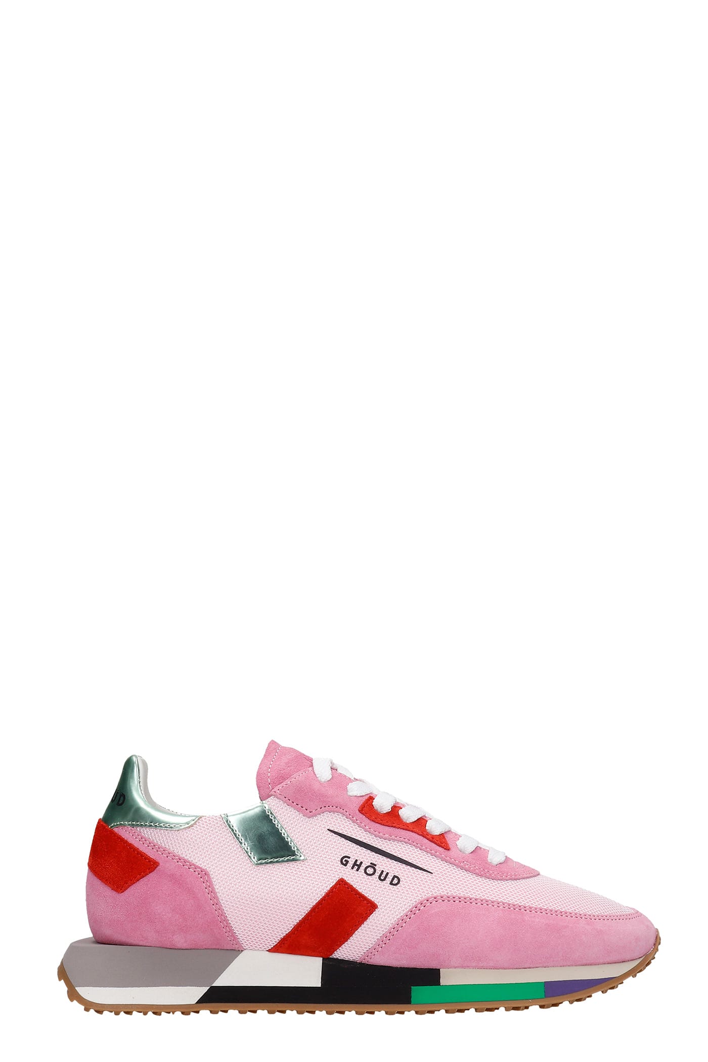 GHOUD Rush Sneakers In Rose-pink Suede And Fabric