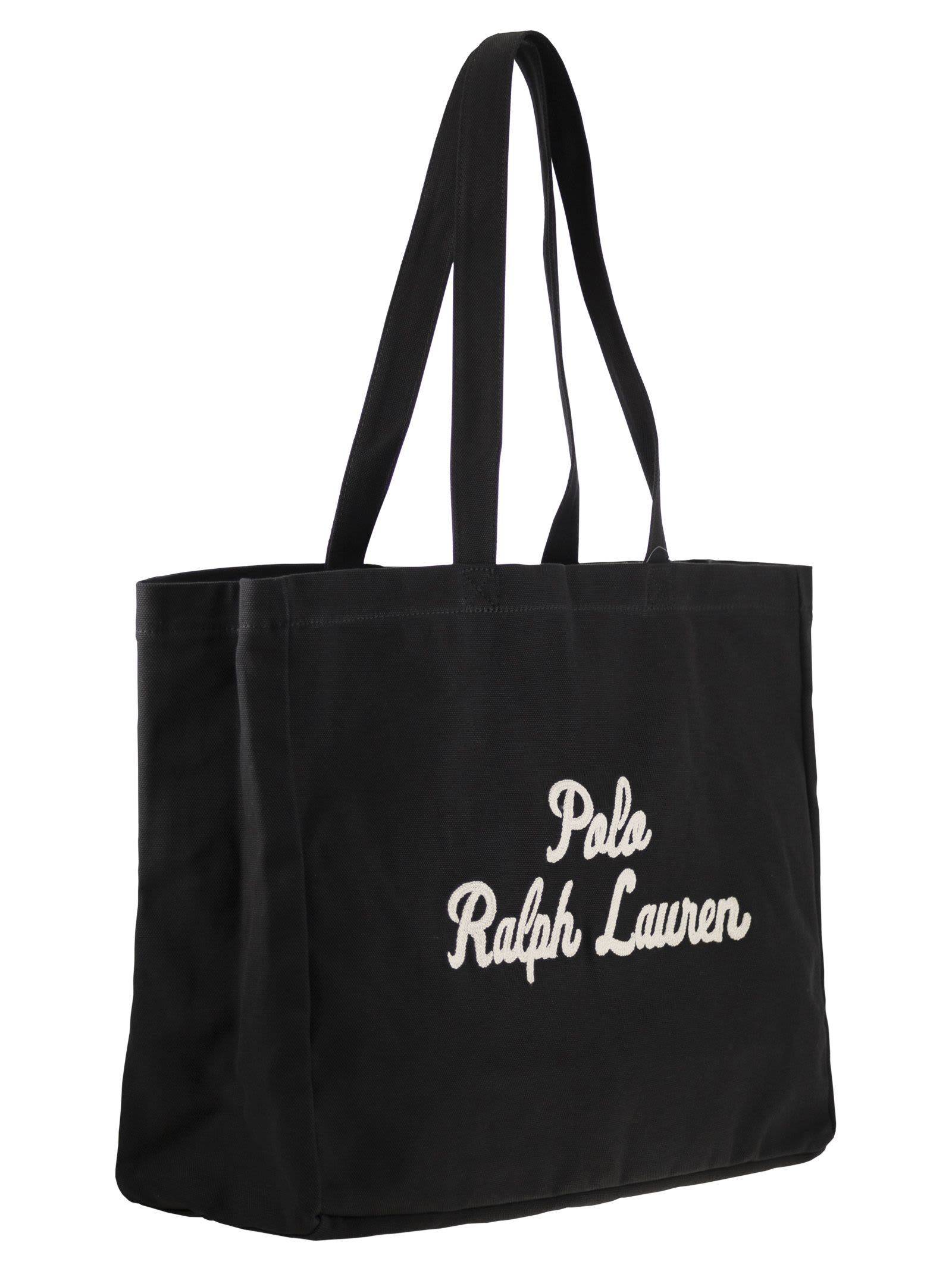 Polo Ralph Lauren Embroidered-logo Tote Bag In Black