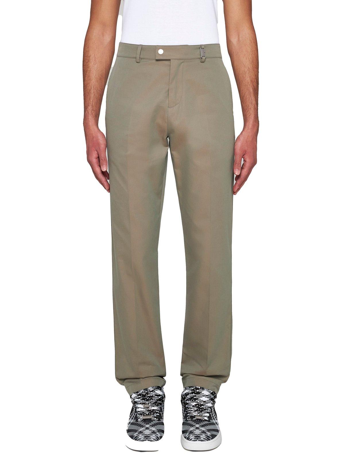 Shop Burberry Mid Rise Straight-leg Trousers In Green