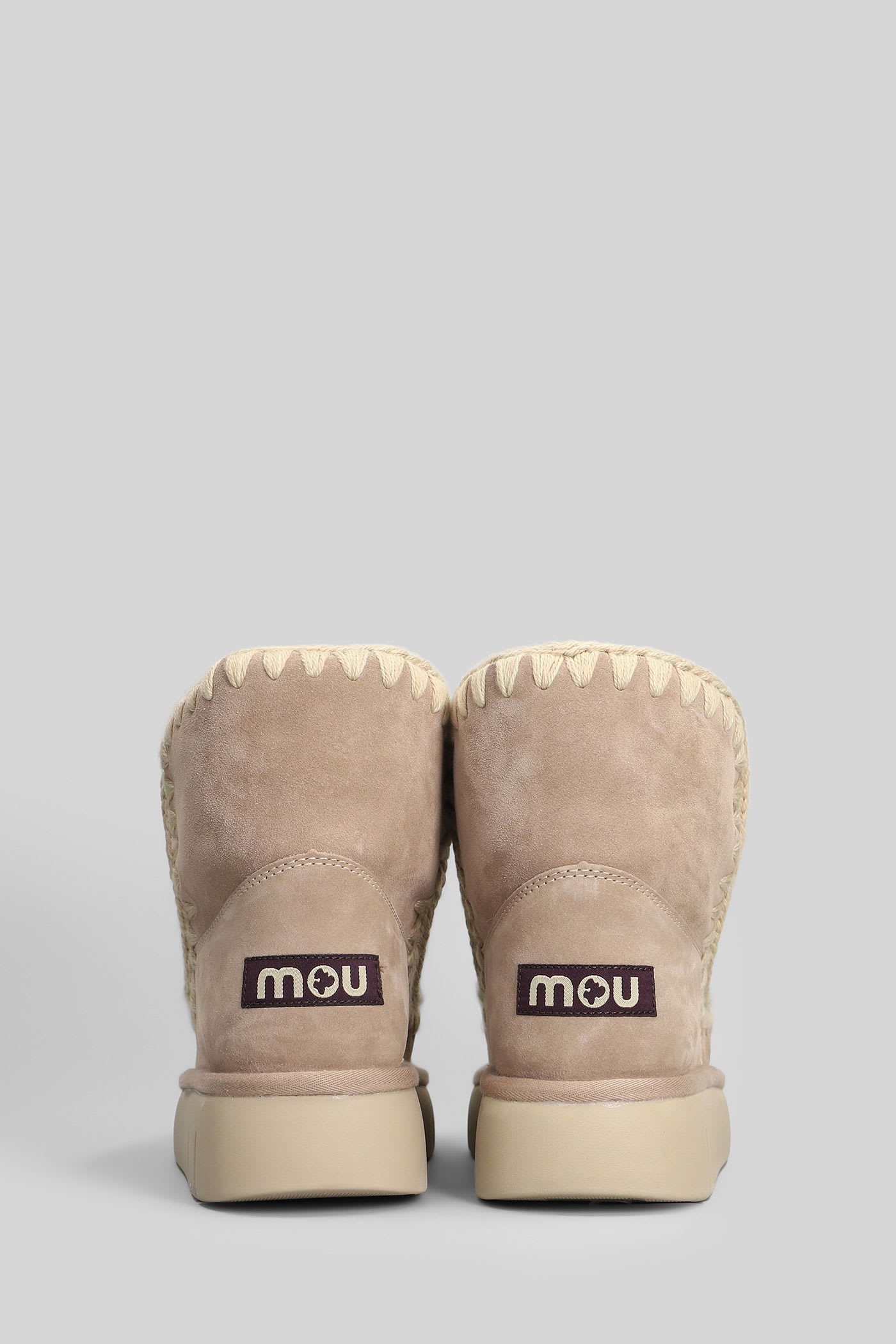 Mou Bounce Boot High Heels Ankle Boots In Camel Suede In Neutral