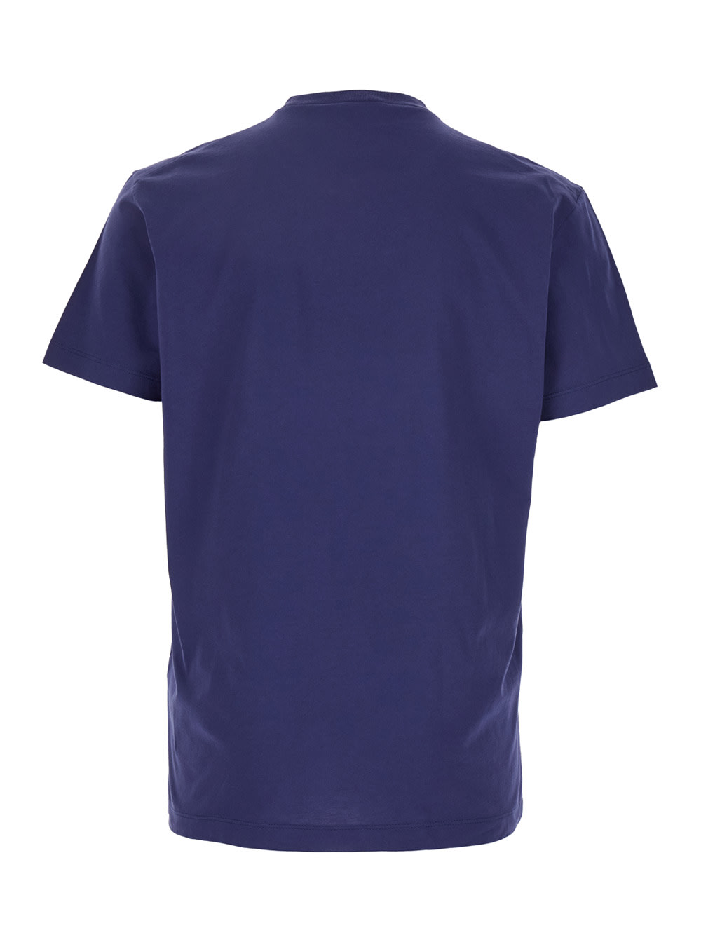 Dsquared2 Blue Crewneck T-shirt With Logo Print On The Front In Cotton Man In Blu