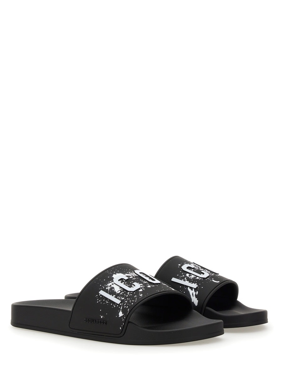 Shop Dsquared2 Slide Sandal With Logo In Nero