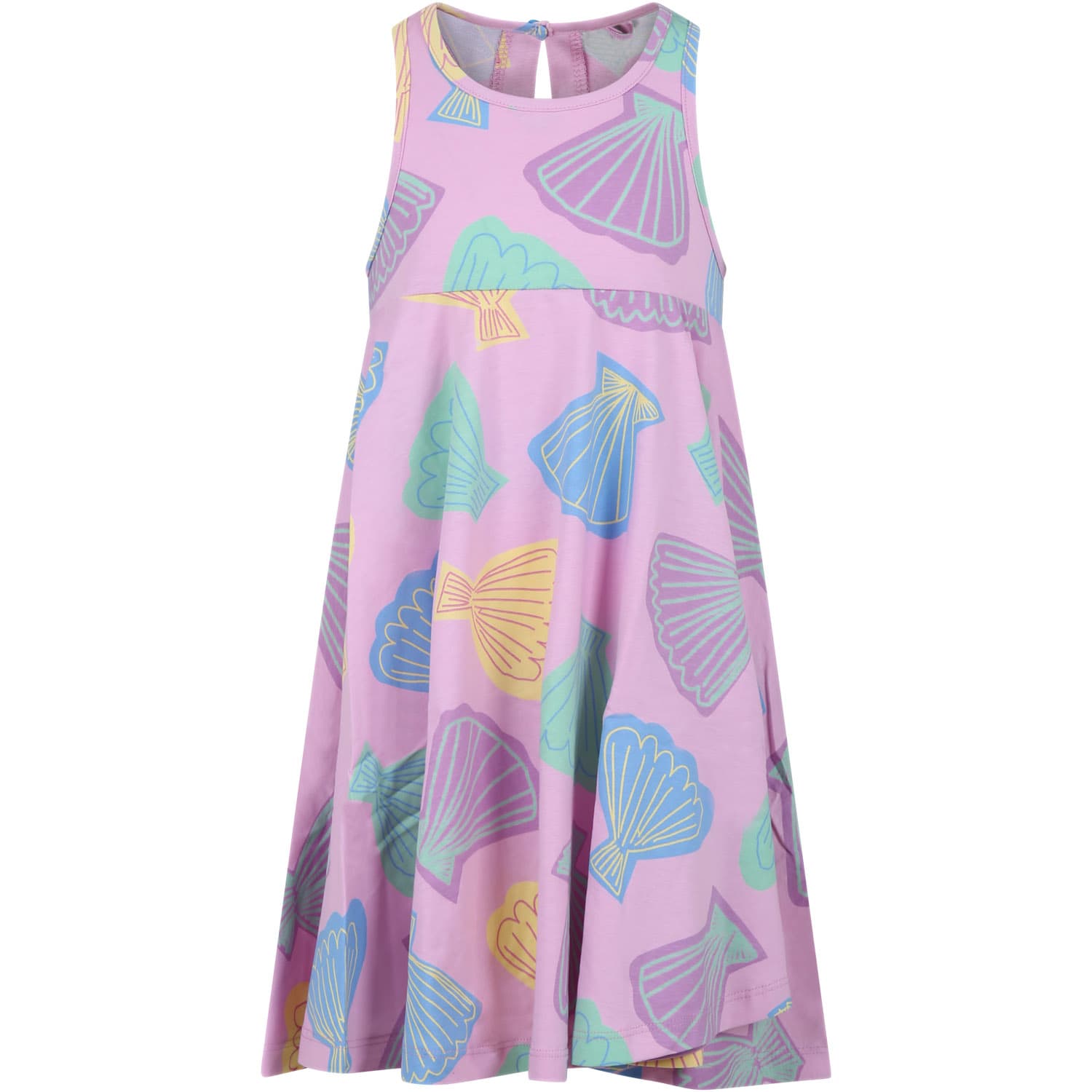 Stella Mccartney Kids' Pink Dress For Girl With All-over Multicolor Print