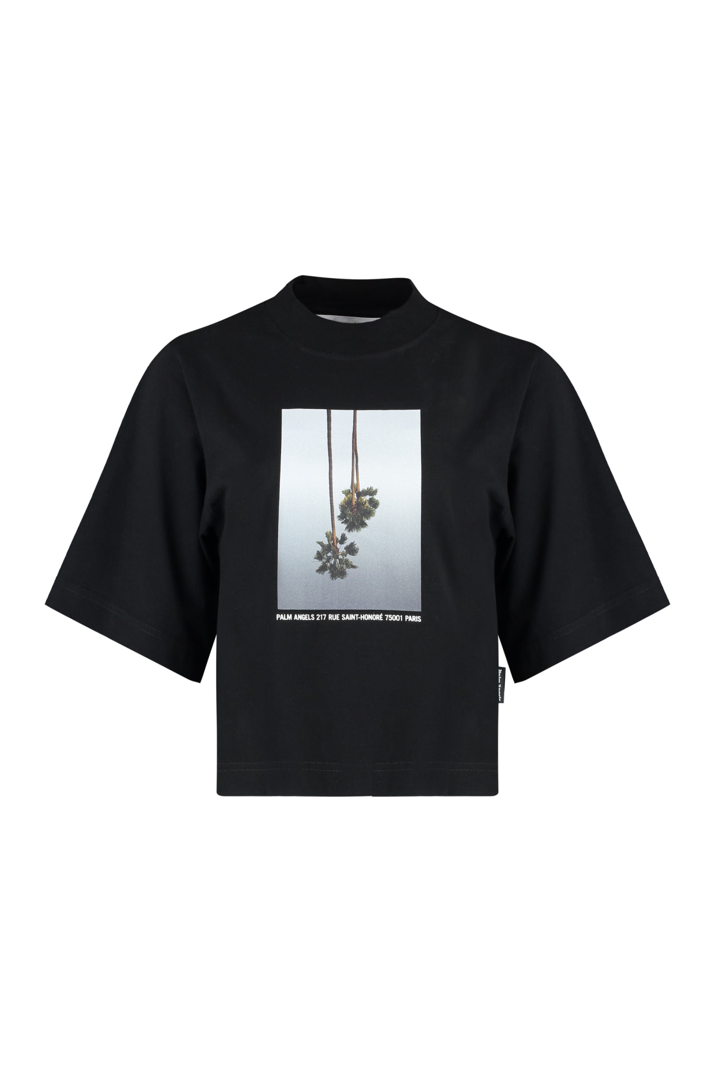 Shop Palm Angels Printed Cotton T-shirt In Black