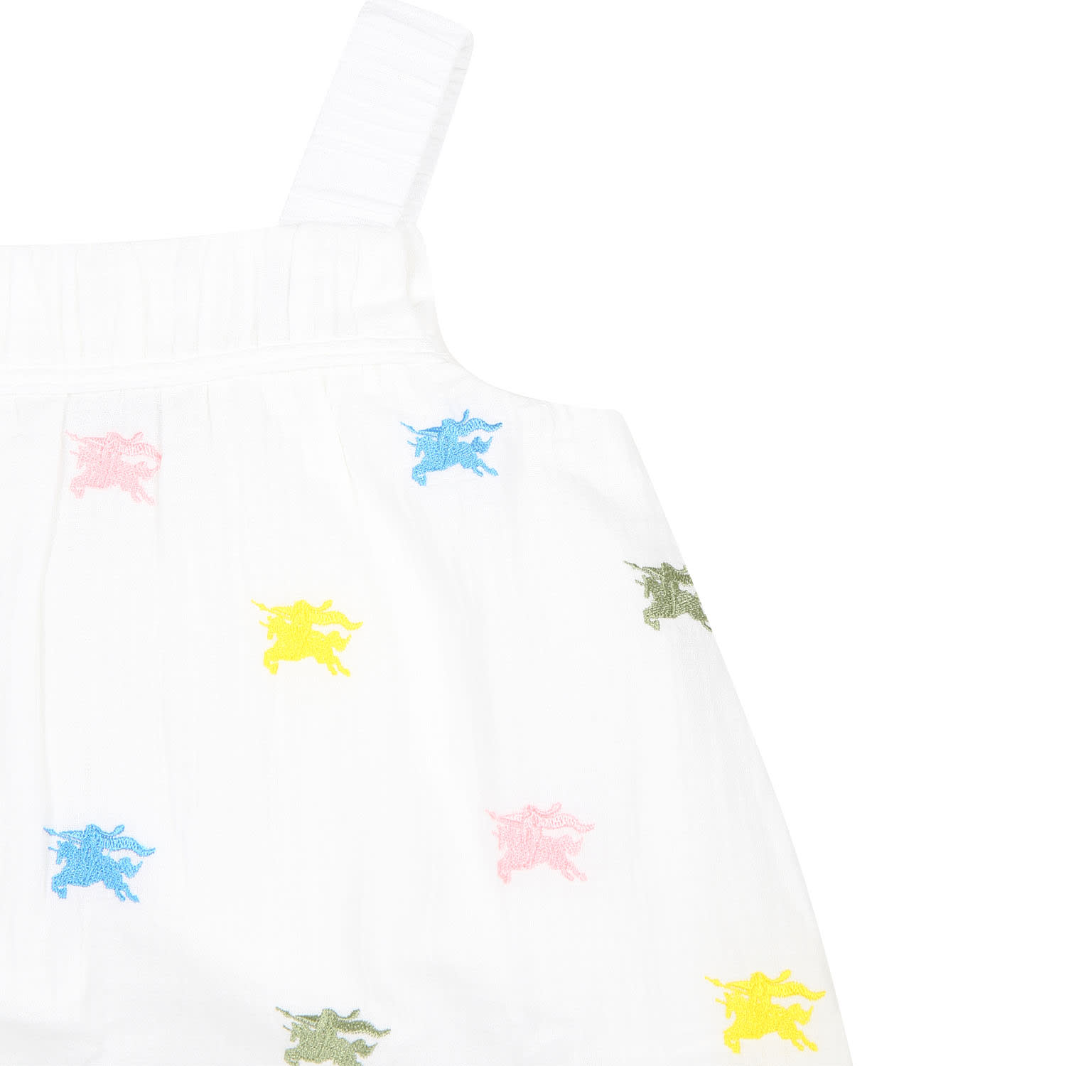 Shop Burberry White Dress For Baby Girl With Embroidery