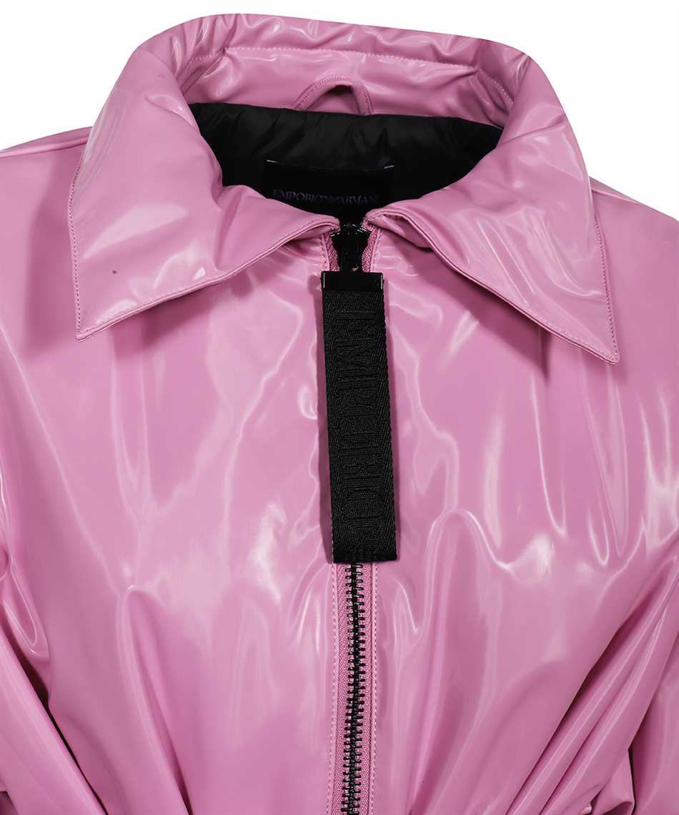 Shop Emporio Armani Belted Full Zip Down Jacket In Pink