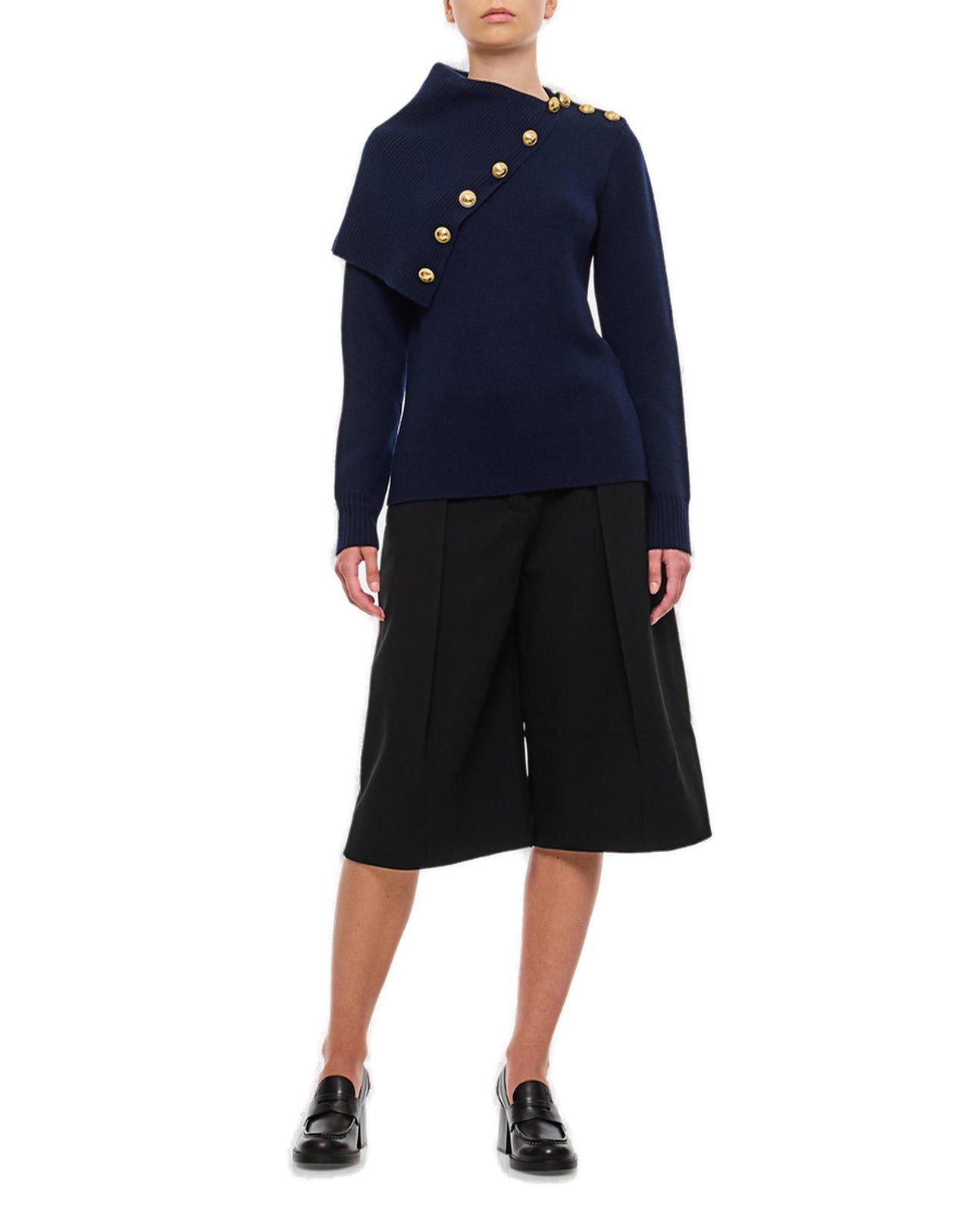 Shop Rabanne Oversize Turtleneck Jumper In Blu Navy