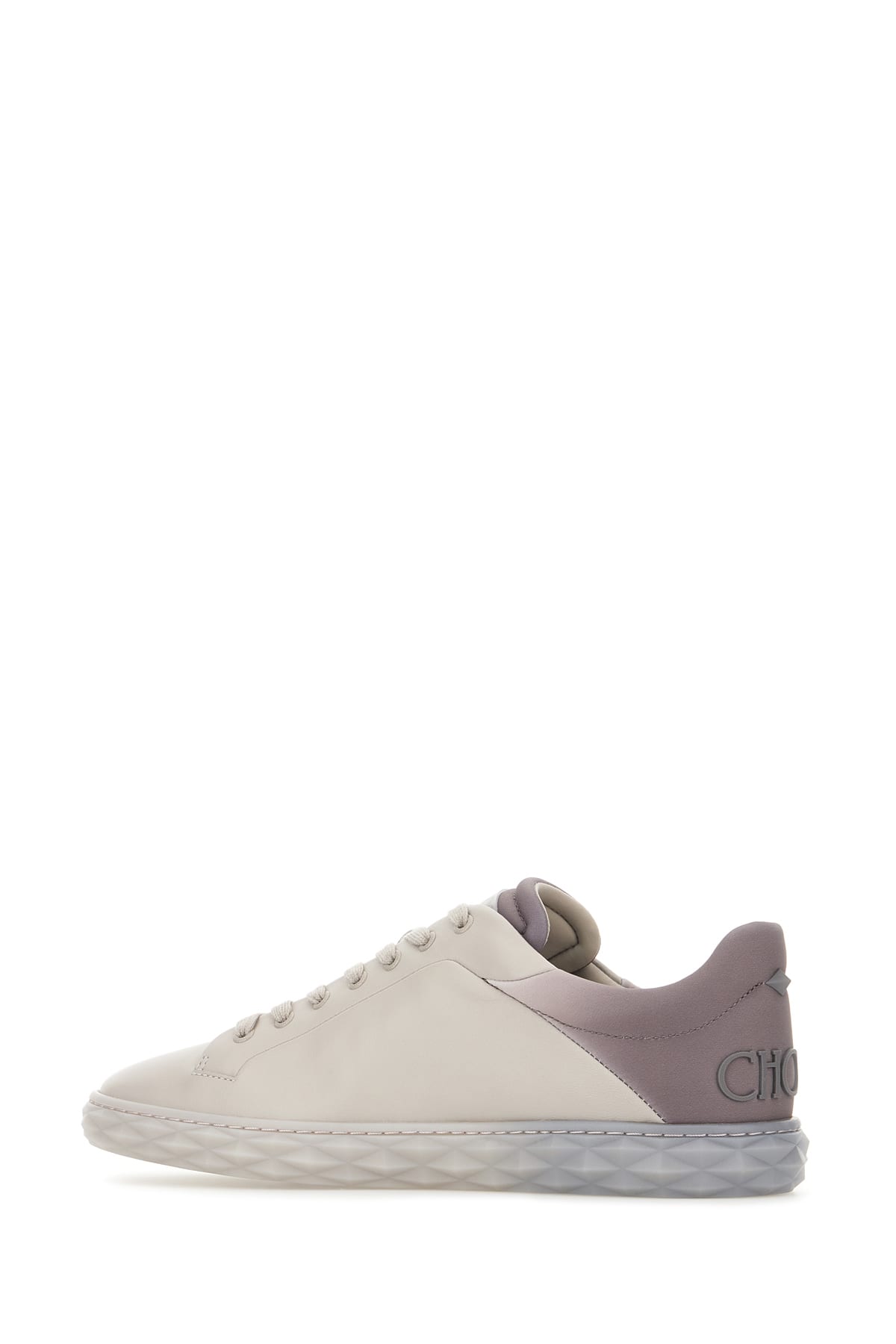 Shop Jimmy Choo Light Grey Leather Diamond Light Sneakers In Vashstorm