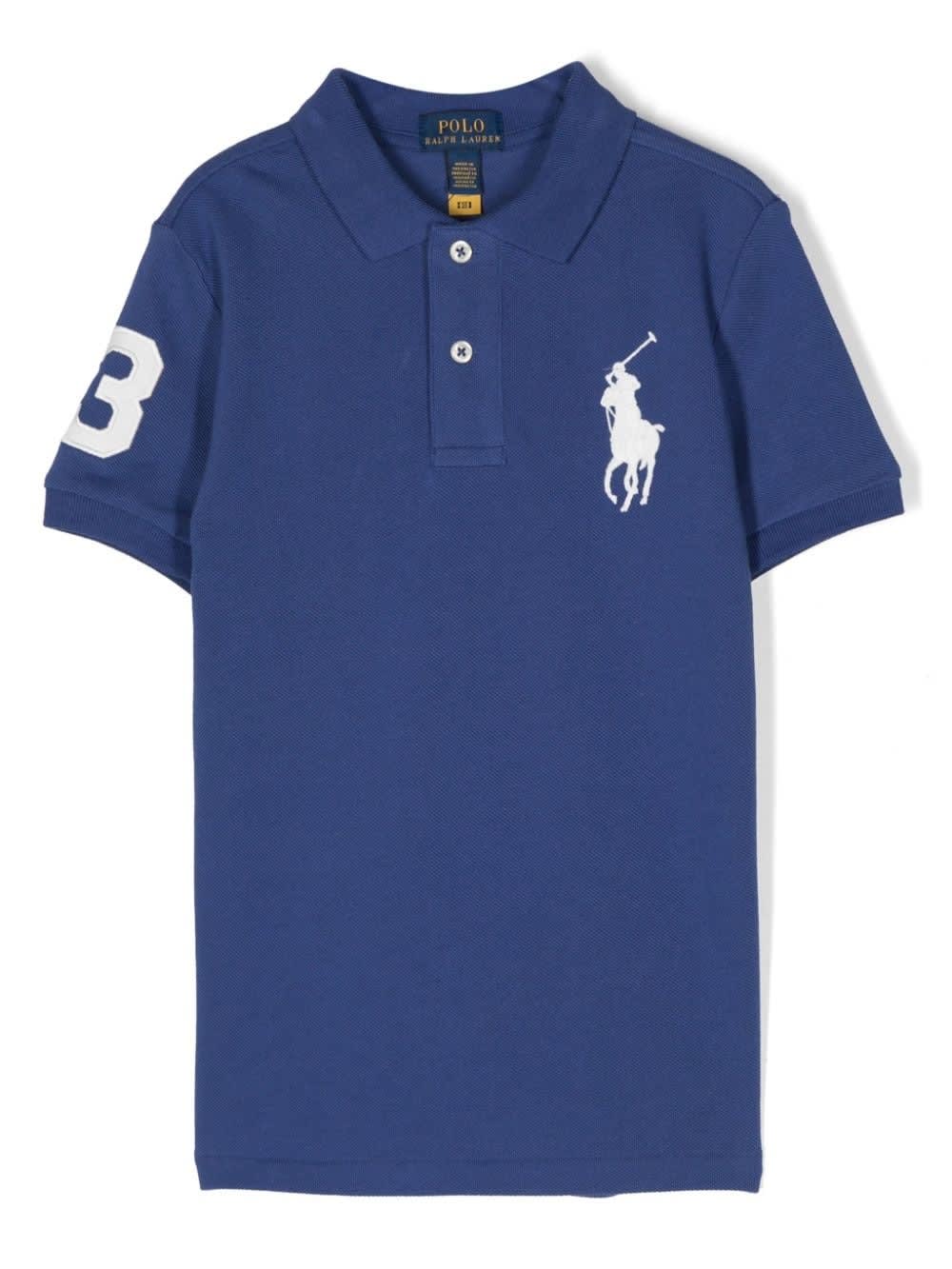 Shop Ralph Lauren Cobalt Blue Polo Shirt With Pony Motif