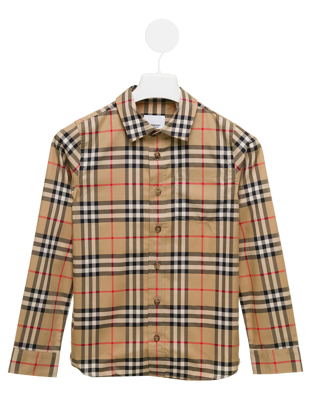 Shop Burberry Check Vintage Classic T-shirt In Beige Cotton Boy