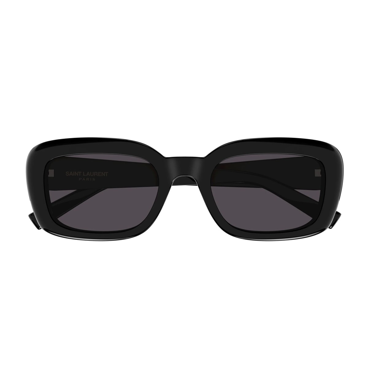 Saint Laurent Logo-plaque Rectangle-frame Sunglasses In Black