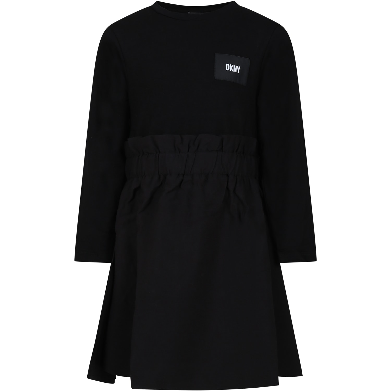 DKNY BLACK DRESS FOR GIRL WITH LOGO