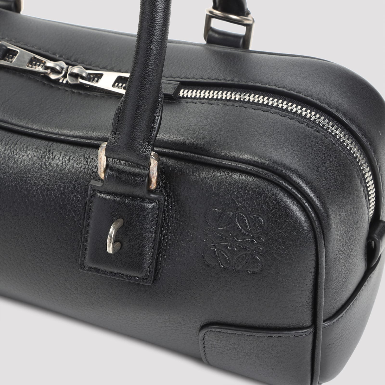Loewe Elongated Rectangular Shoulder Bag With Silver Hardware In Black