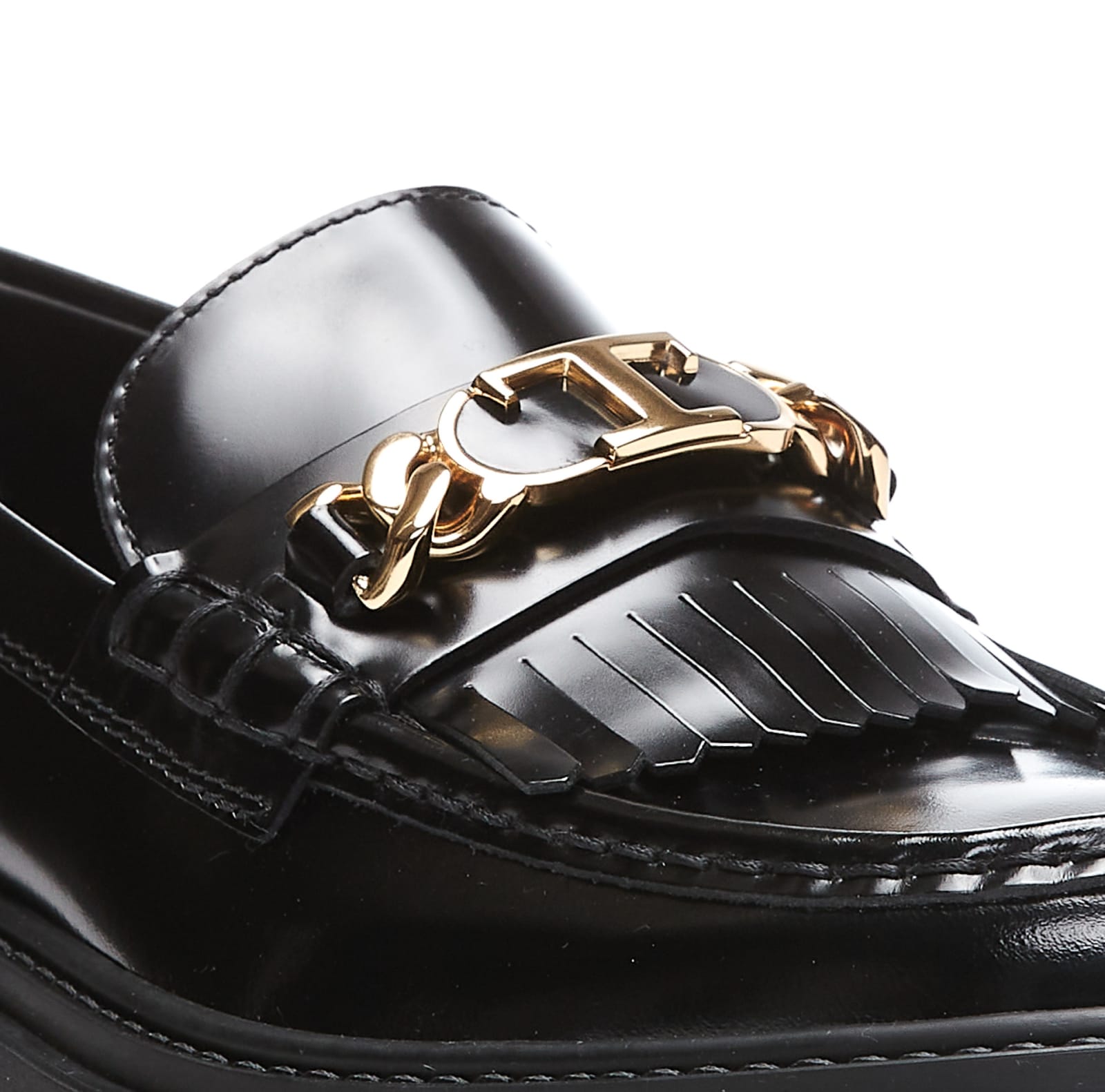 Shop Tod's Fringed Loafers In Black