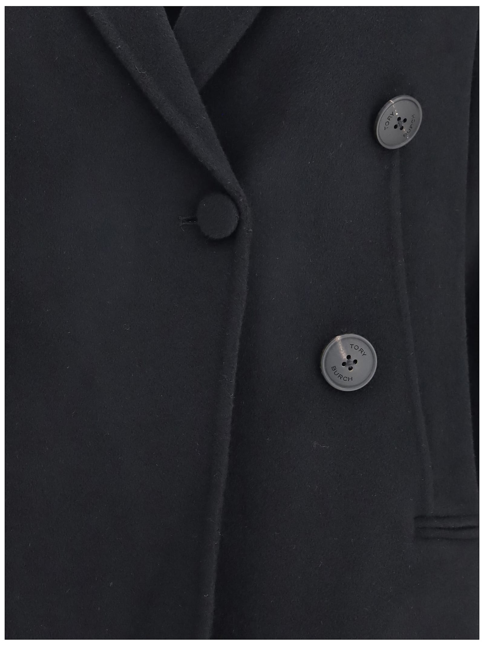 Tory Burch Classic Wool Coat In Black