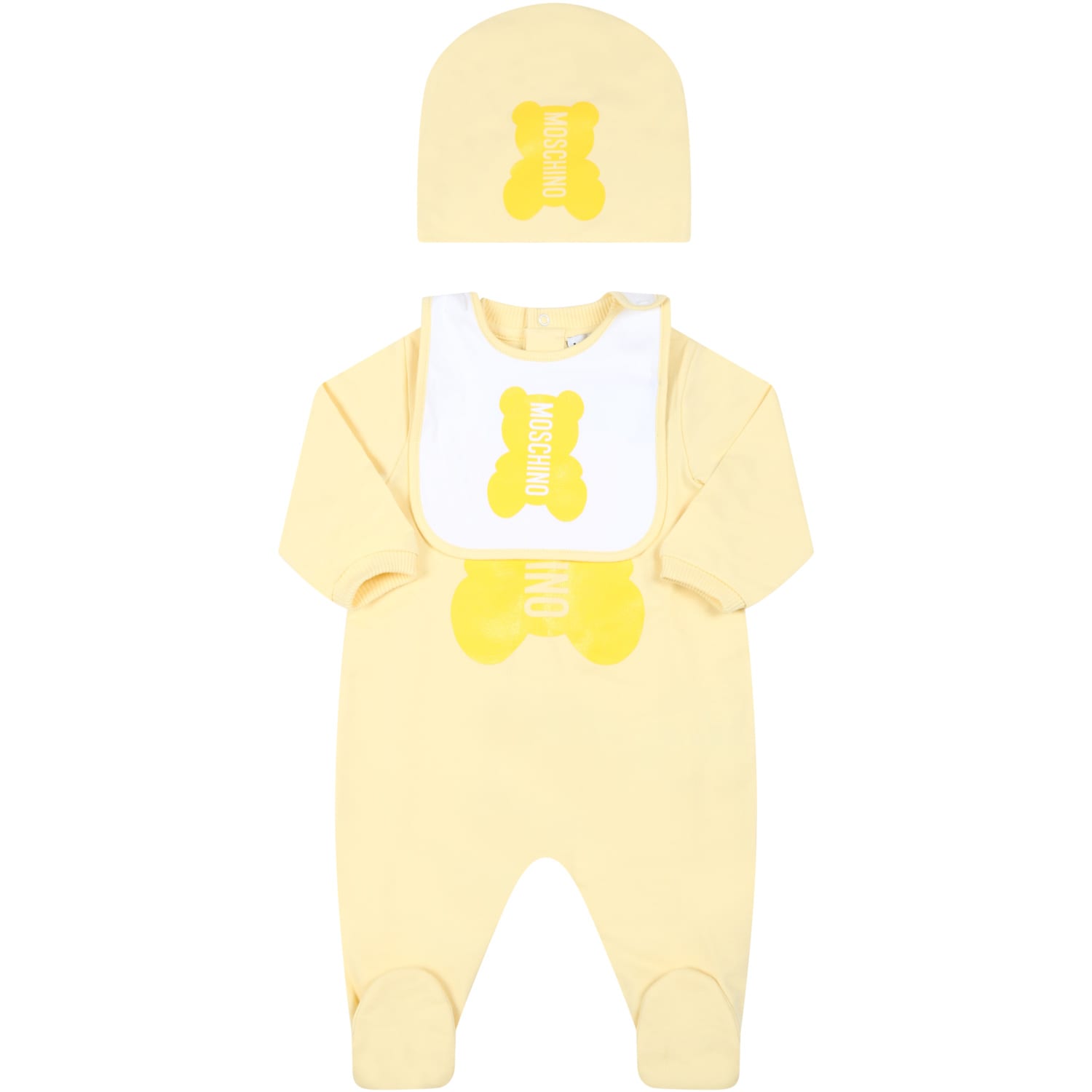 Moschino Yellow Set For Baby Boy With Logo