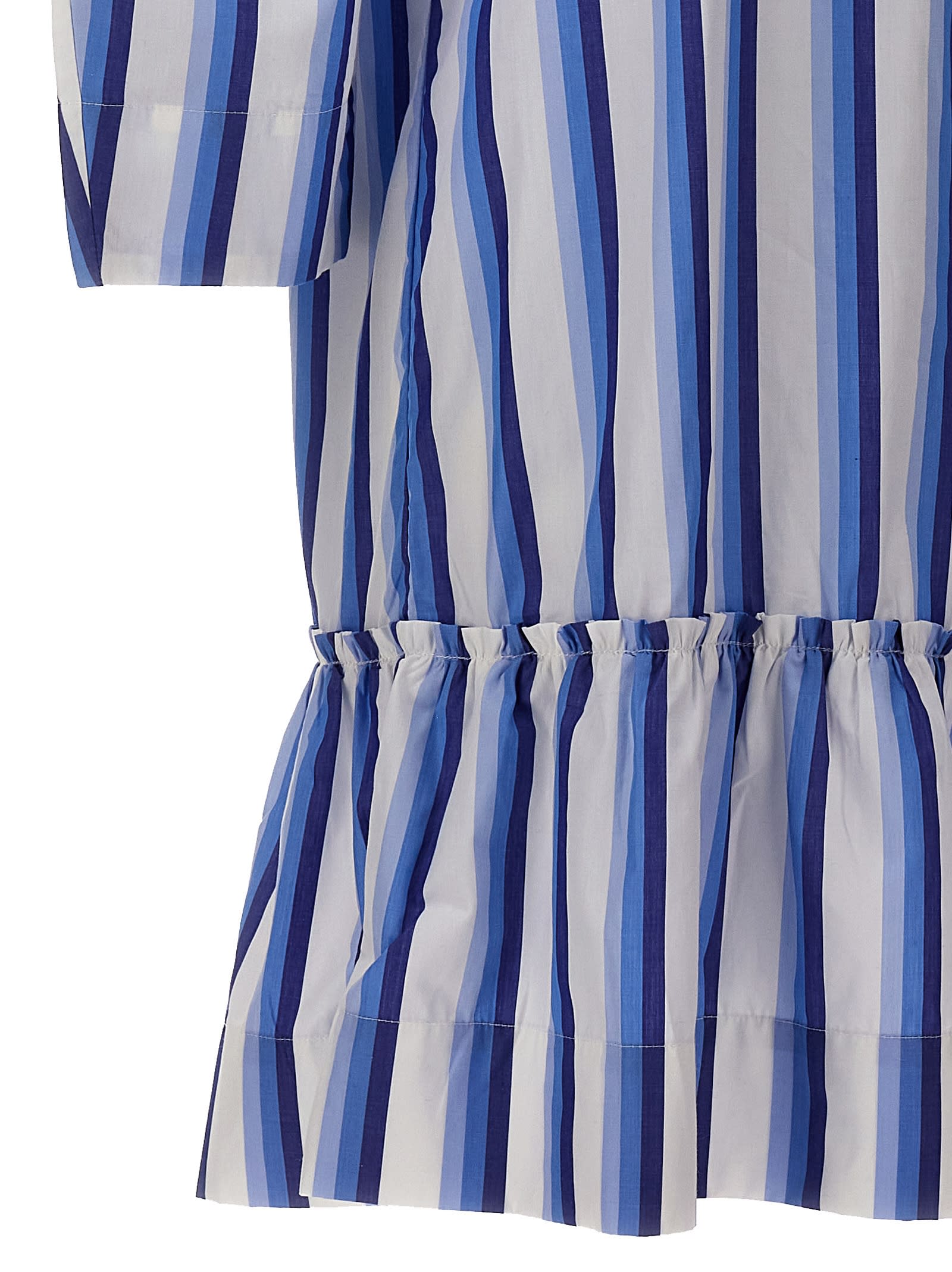 Shop Ganni Striped Shirt Dress In Light Blue