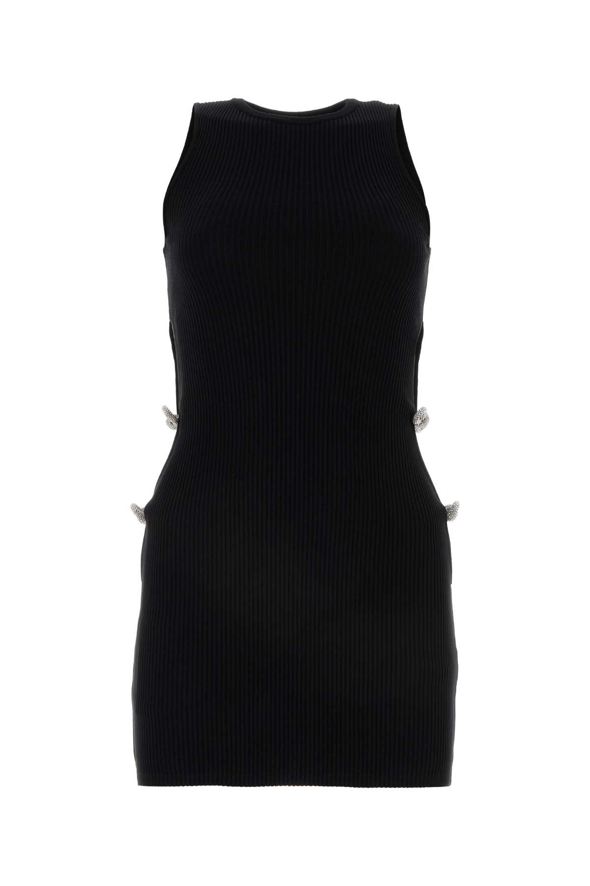 Black Viscose Blend Mini Dress