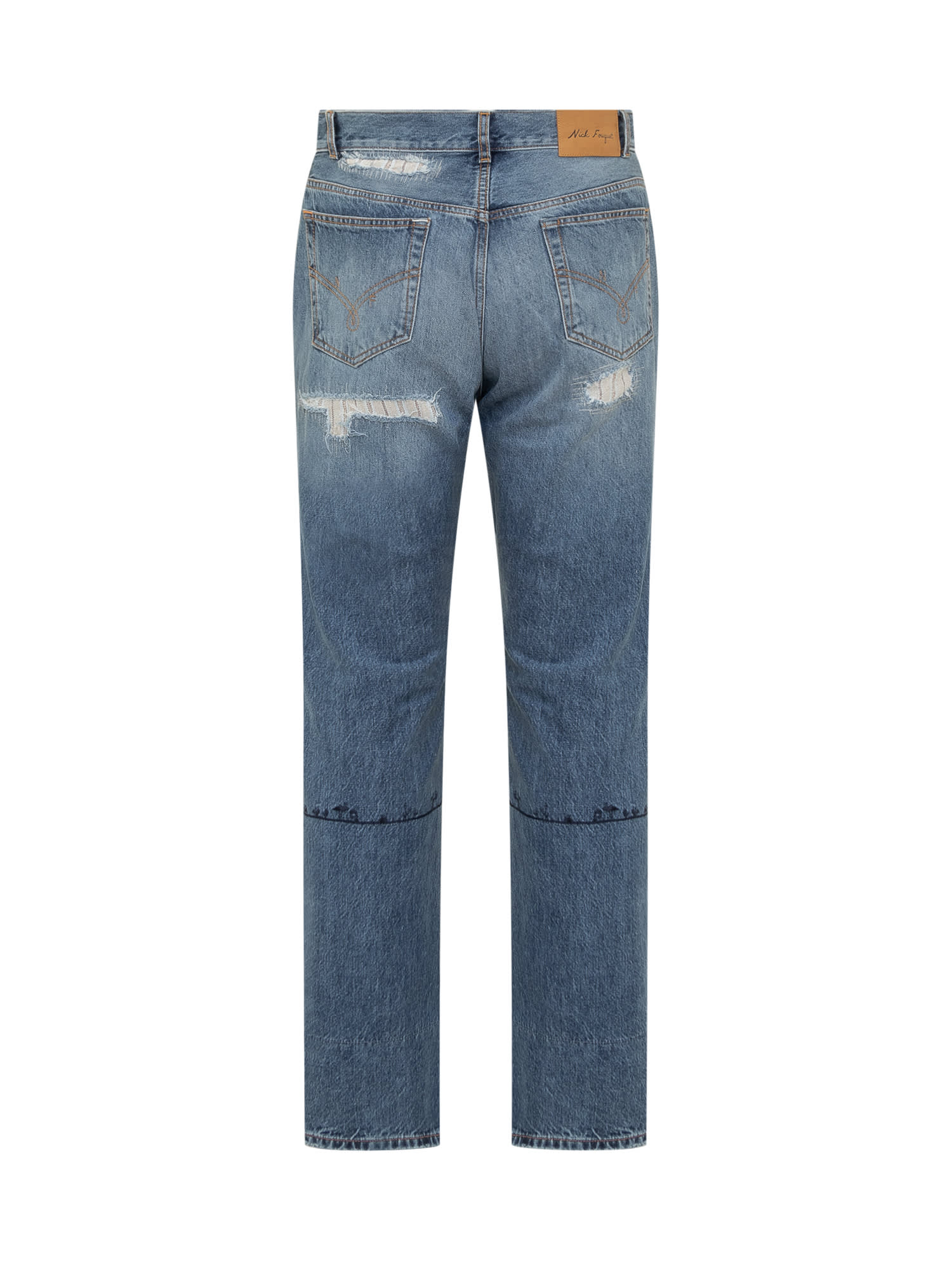 Shop Nick Fouquet Jeans With Embroidery In Dark Blue