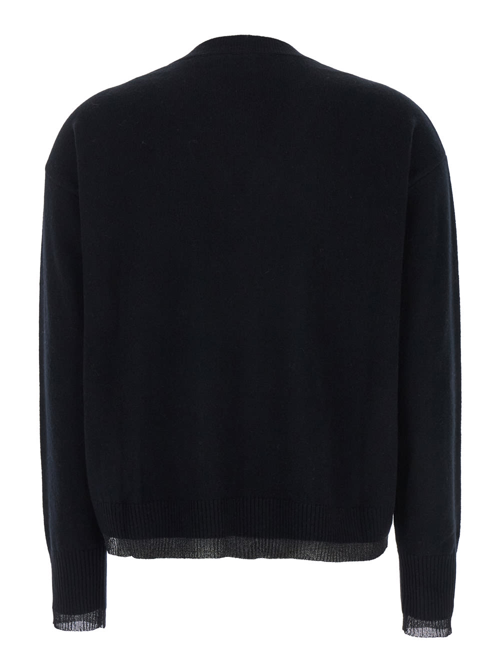 Shop Pinko Black Sweater With V Neck And Asymmetric Hem In Wool Blend Woman