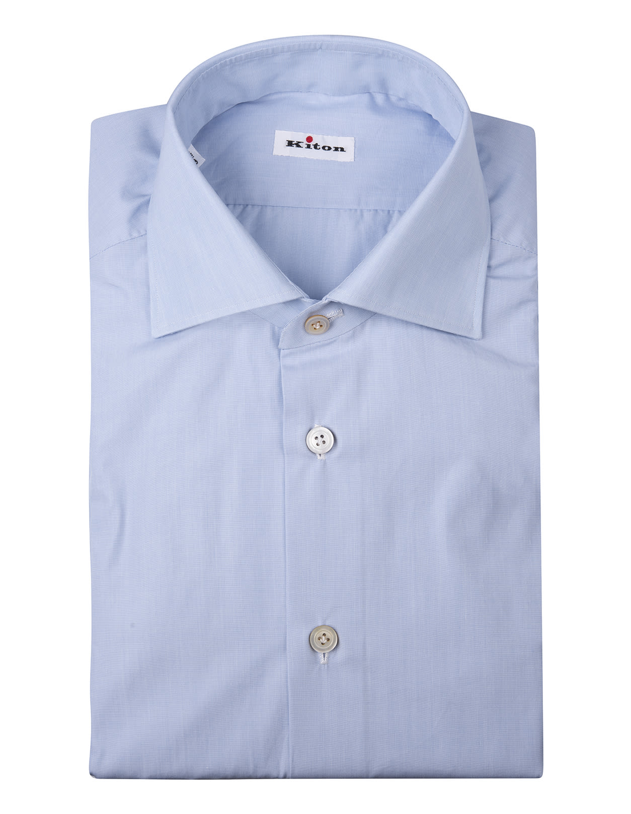 KITON MAN SHIRT IN LIGHT BLUE COTTON POPLIN