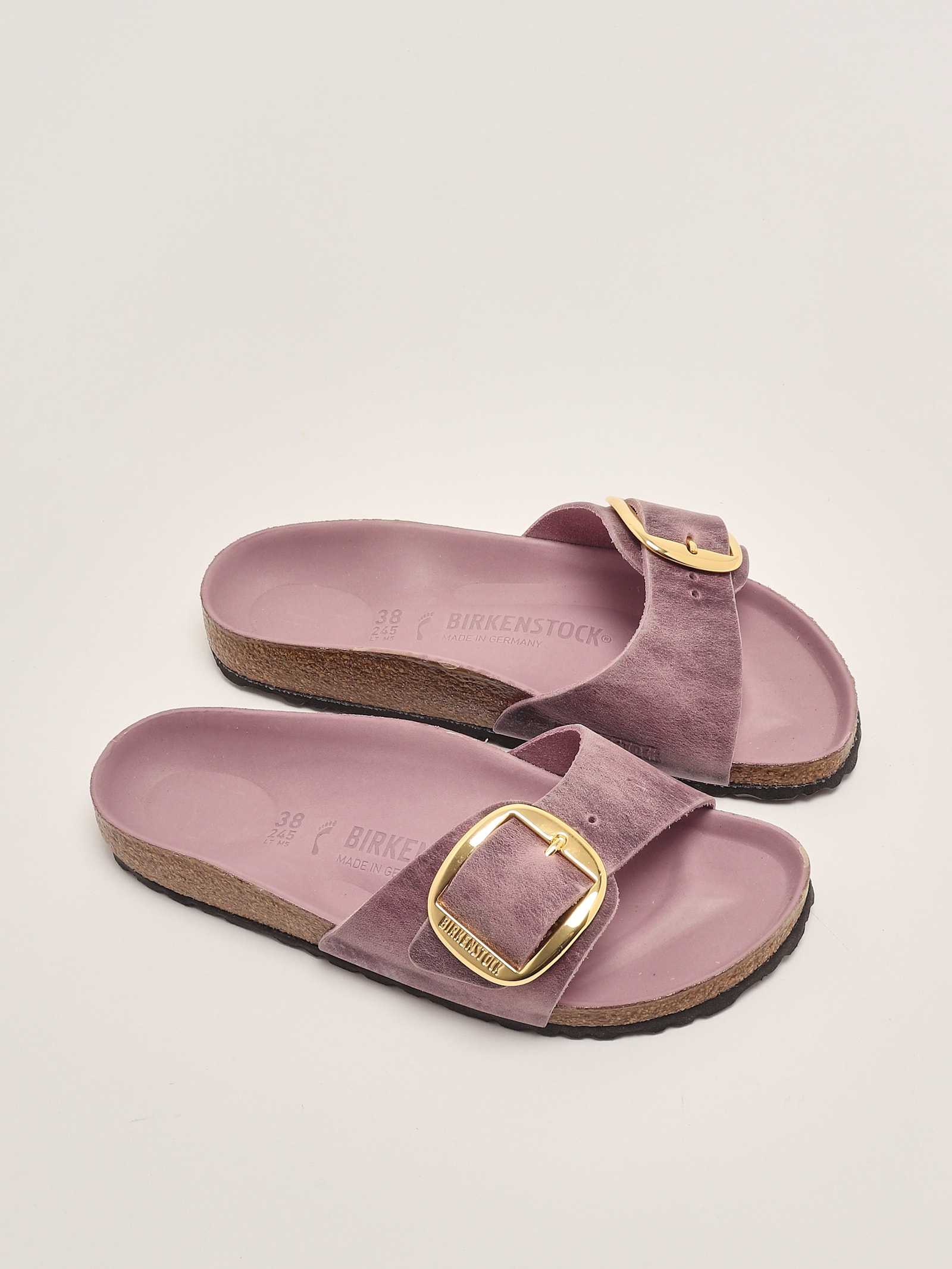 Birkenstock Madrid Big Buckle Oiled Leather Sandal In Purple