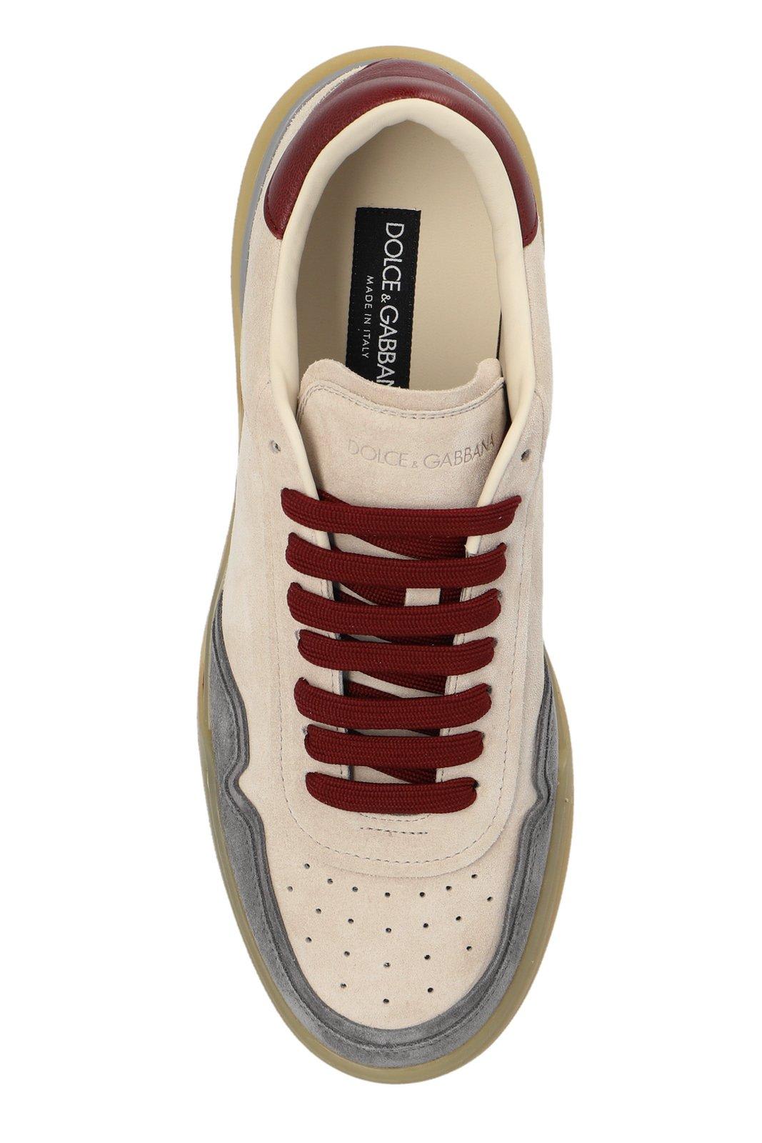 Shop Dolce & Gabbana New Roma Low-top Sneakers In Avorio/grigio/vino