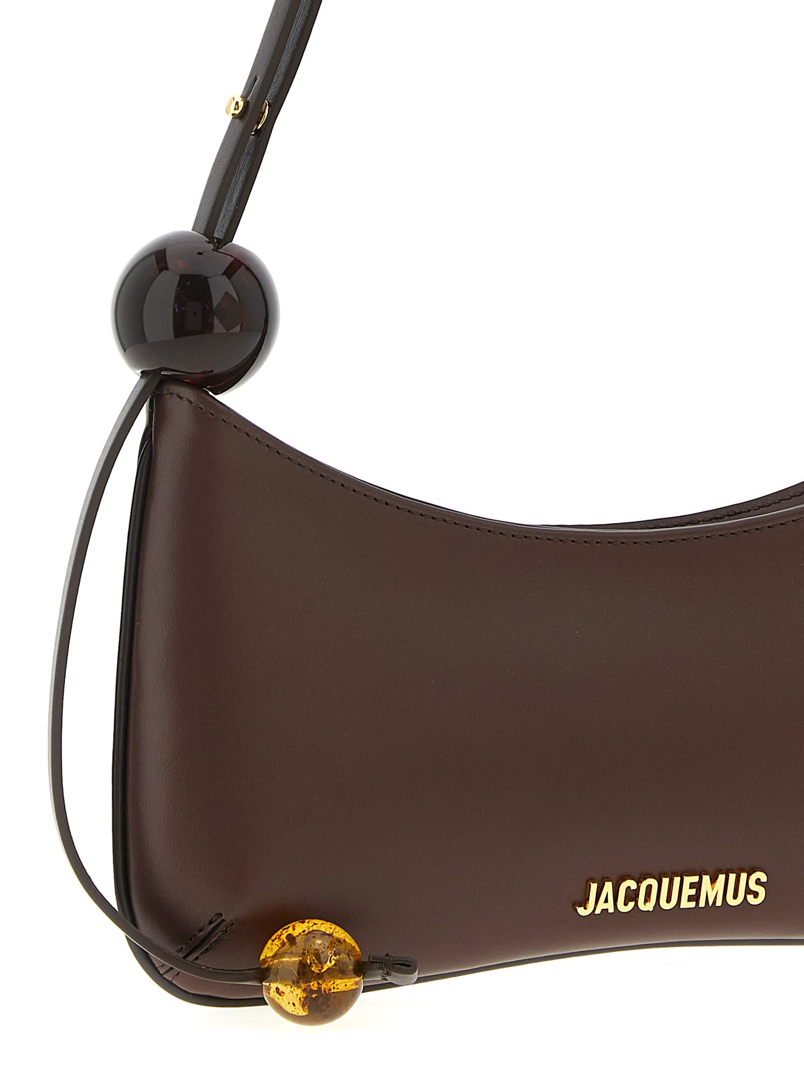 Jacquemus Womens Le Bisou Perle Leather Shoulder Bag Medium Brown In Brown