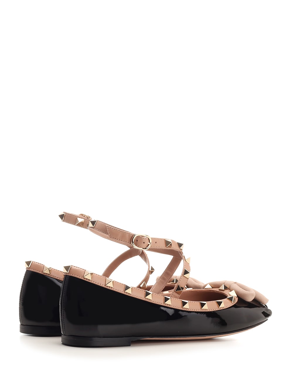 Shop Valentino Rockstud Ballet Flat In Black