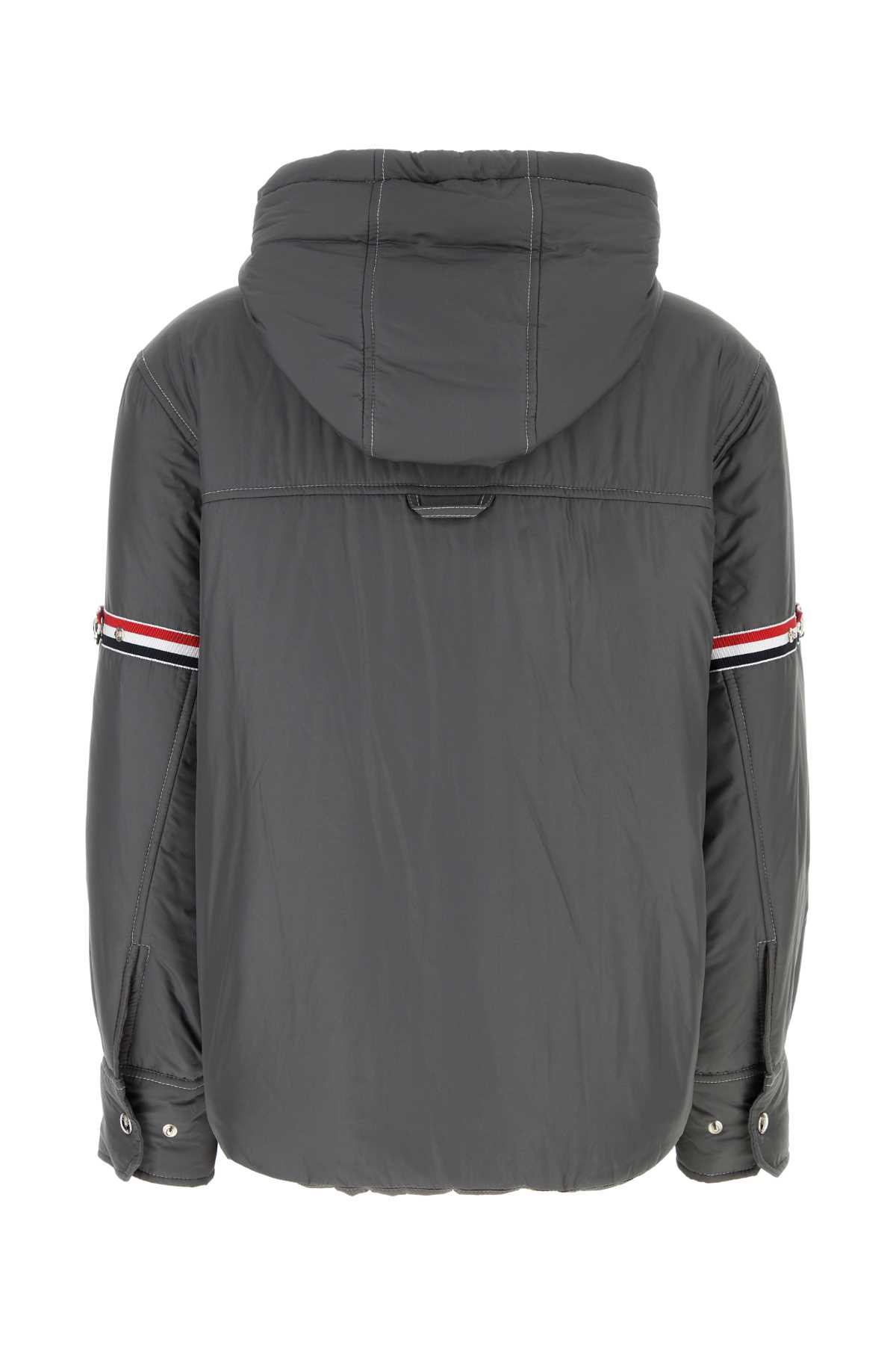 Shop Thom Browne Dark Grey Polyester Down Jacket In Darkgrey