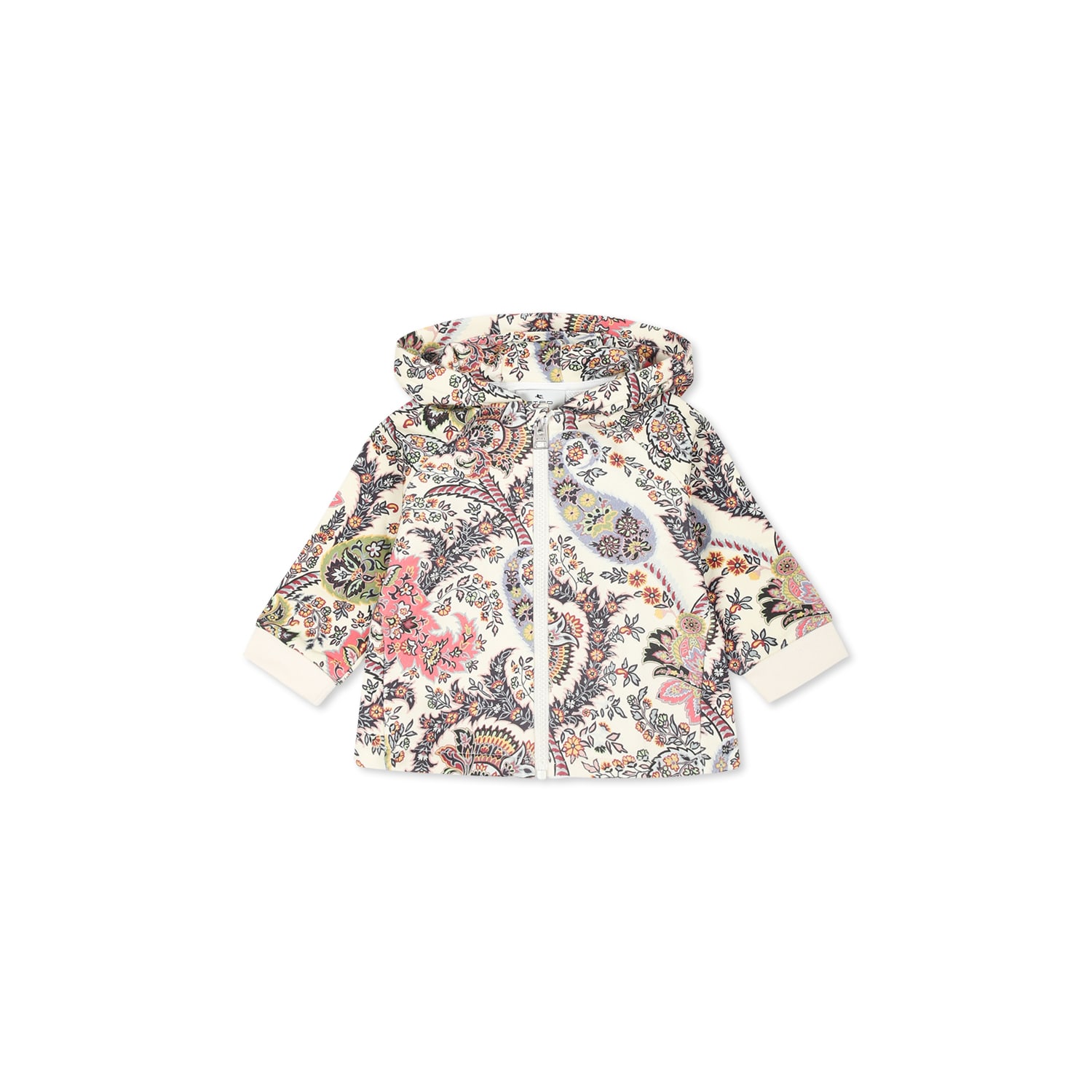 Etro Ivory Sweatshirt For Baby Girl With Paisley Pattern In Gray