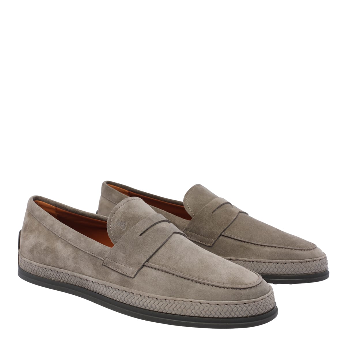 Shop Tod's Suede Loafers In Grey