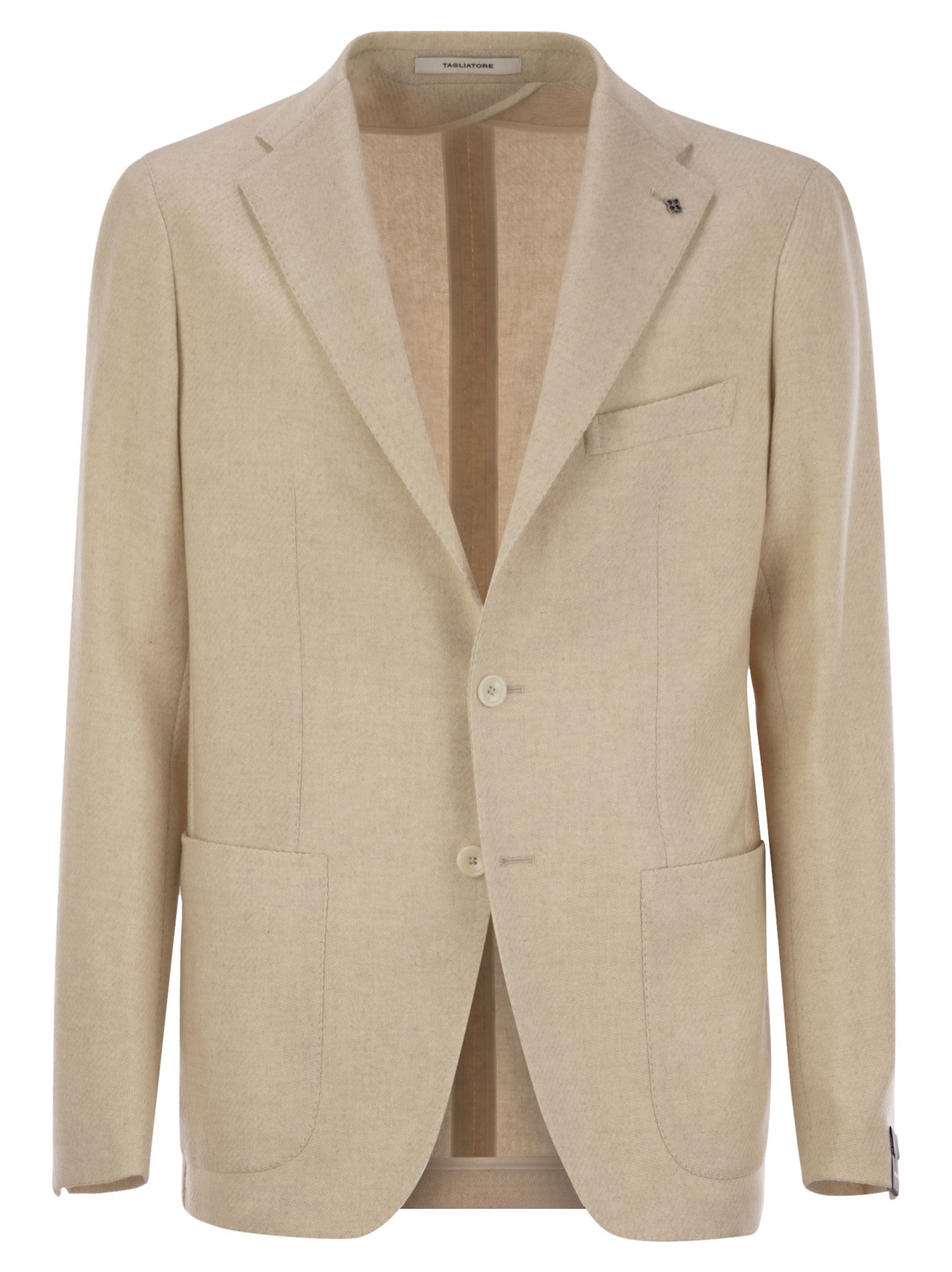 Shop Tagliatore Virgin Wool Blend Jacket In Oat