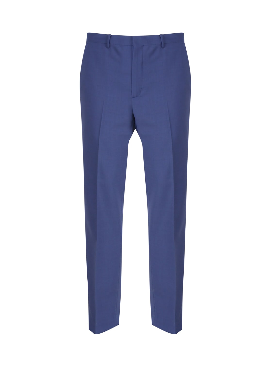 Shop Calvin Klein Elegant Wool Blended Trousers In Slate Blue