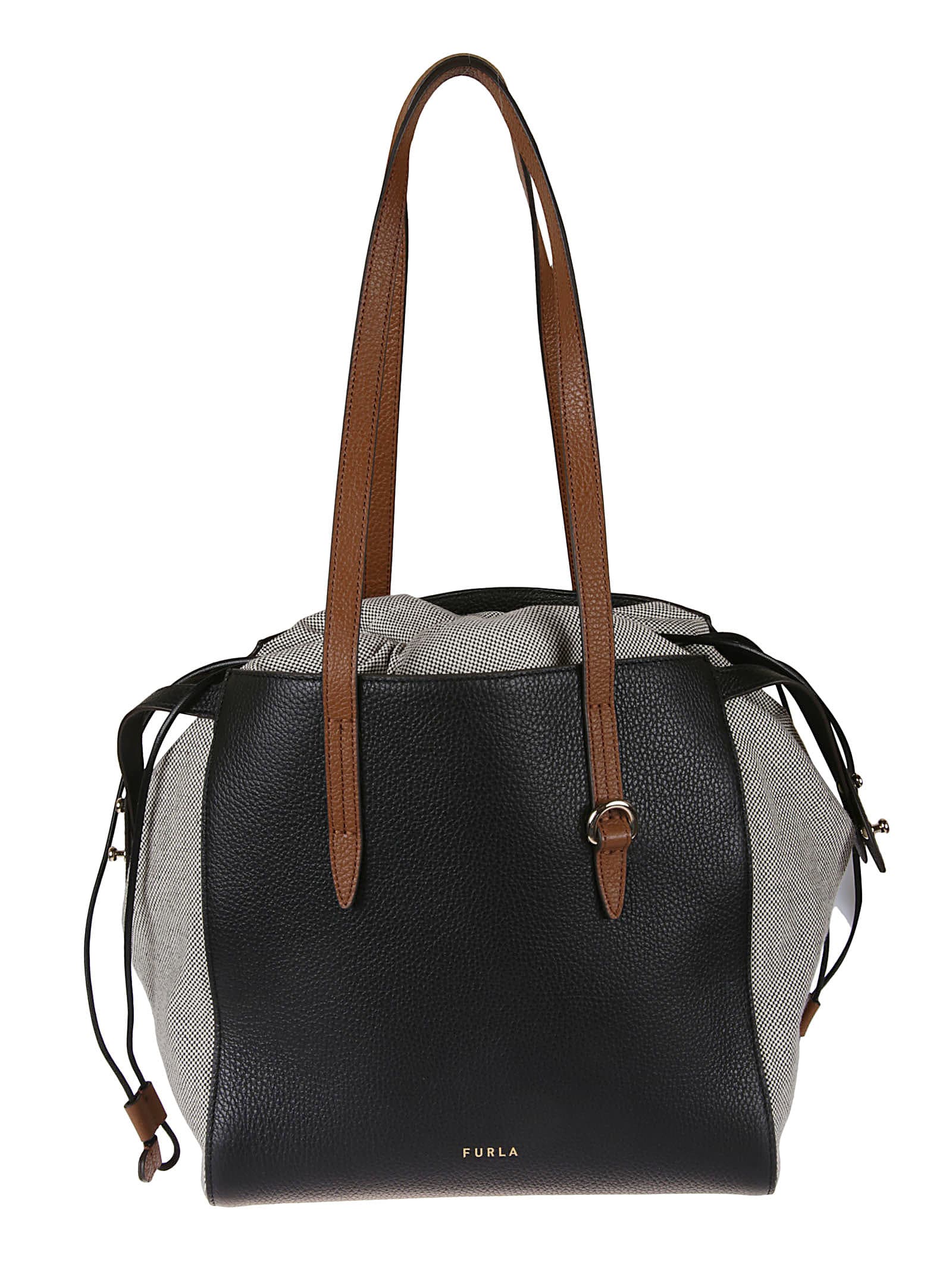 Furla Grained Leather Drawstring Tote
