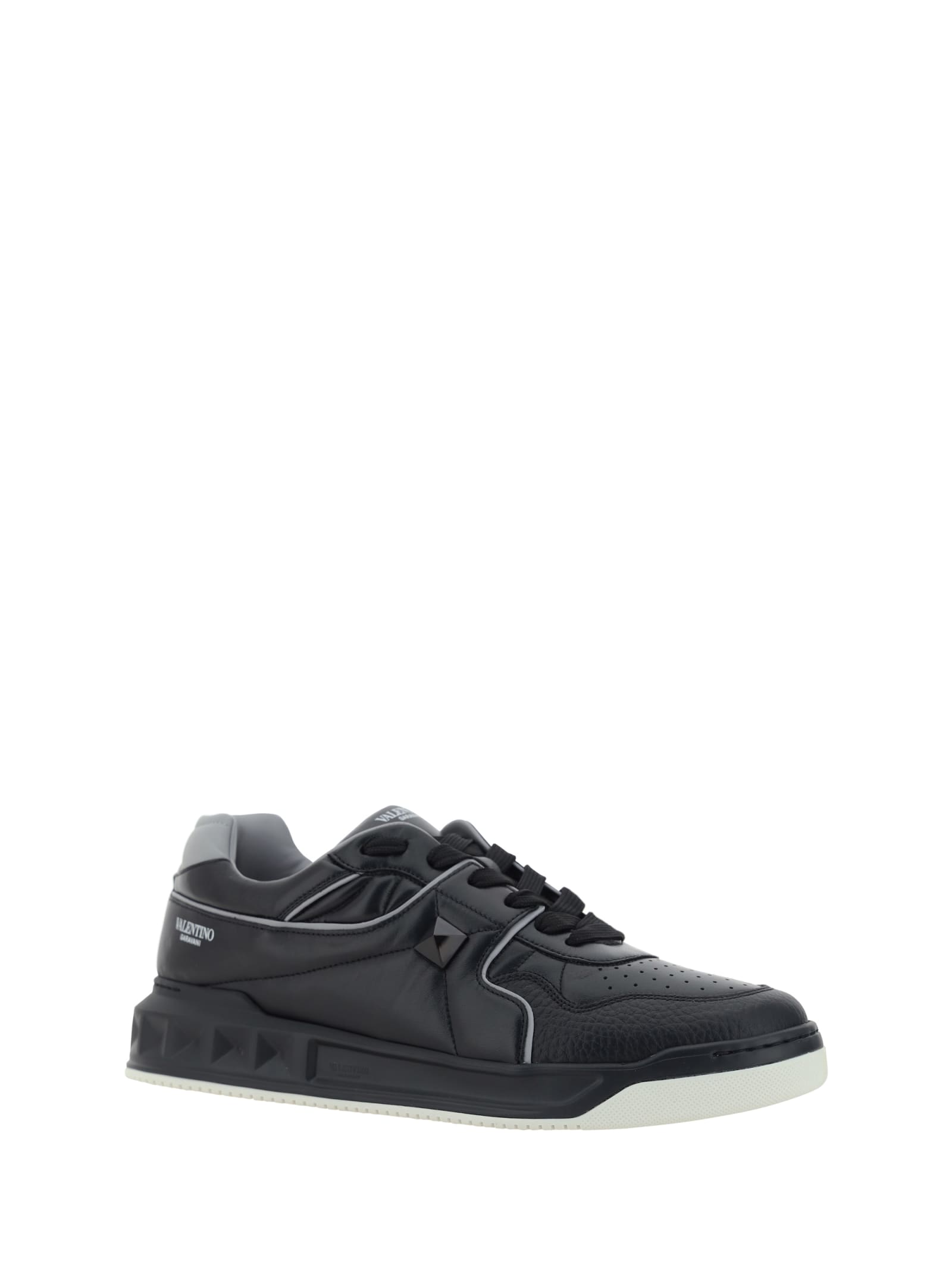 Shop Valentino One Stud Sneakers In Nero-pastel Grey/nero/nero/nero-bianco