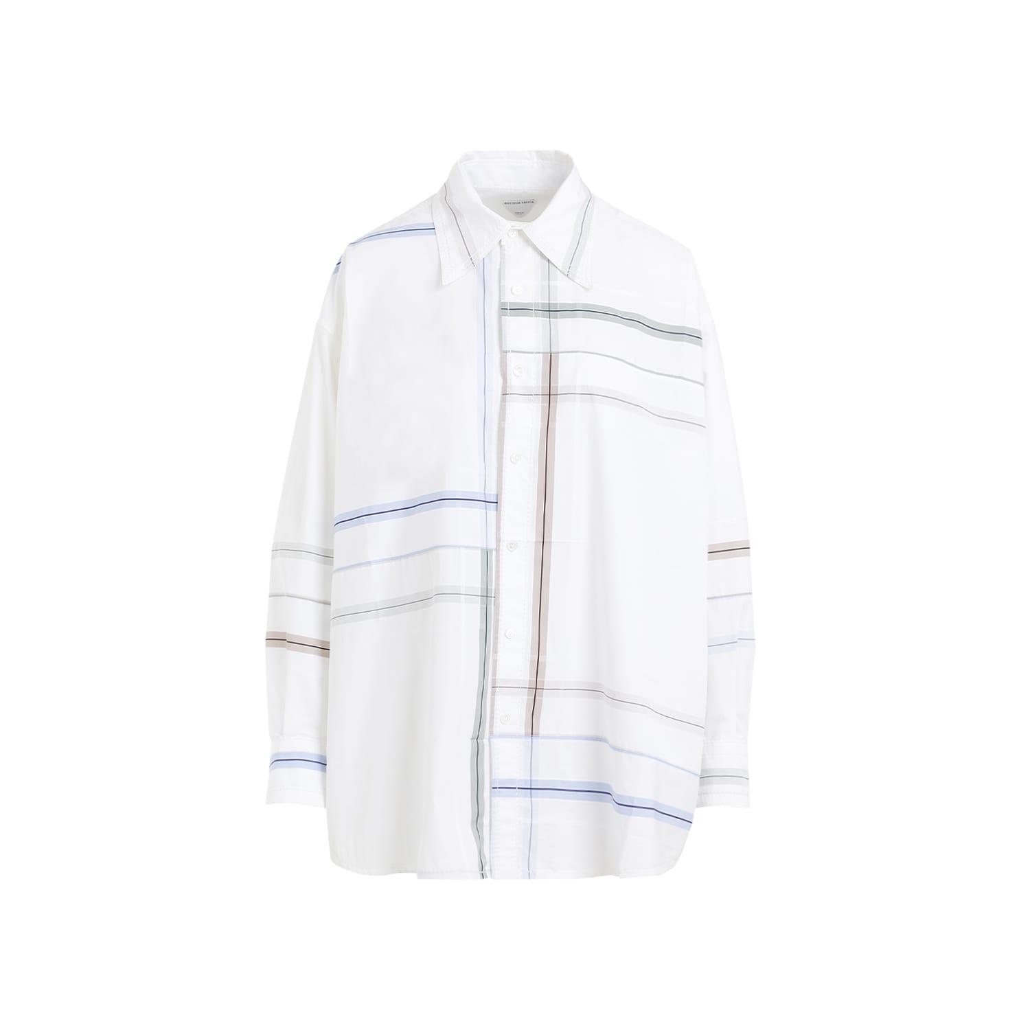 Shop Bottega Veneta Check Shirt In White Blue Green