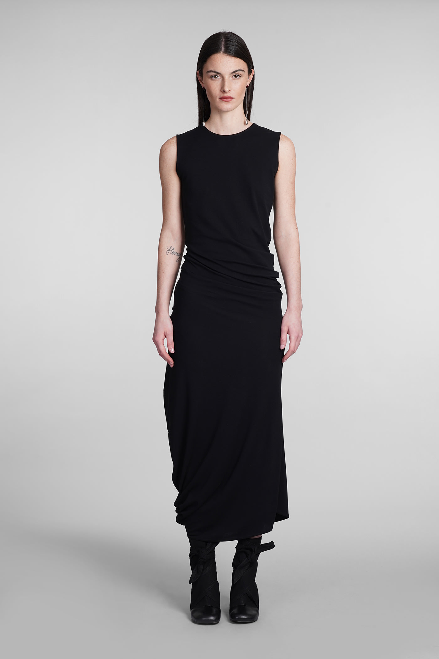 Shop Lemaire Dress In Black Cotton In Nero