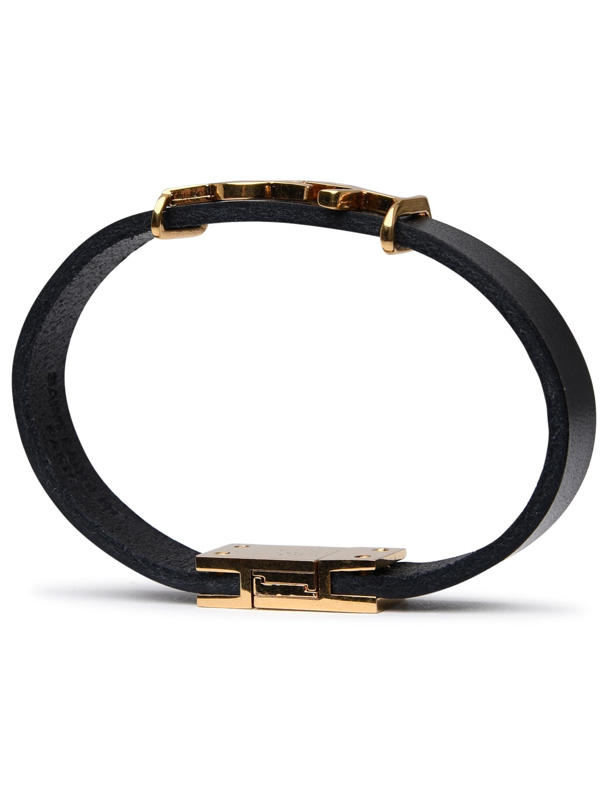 Shop Saint Laurent Black Leather Bracelet