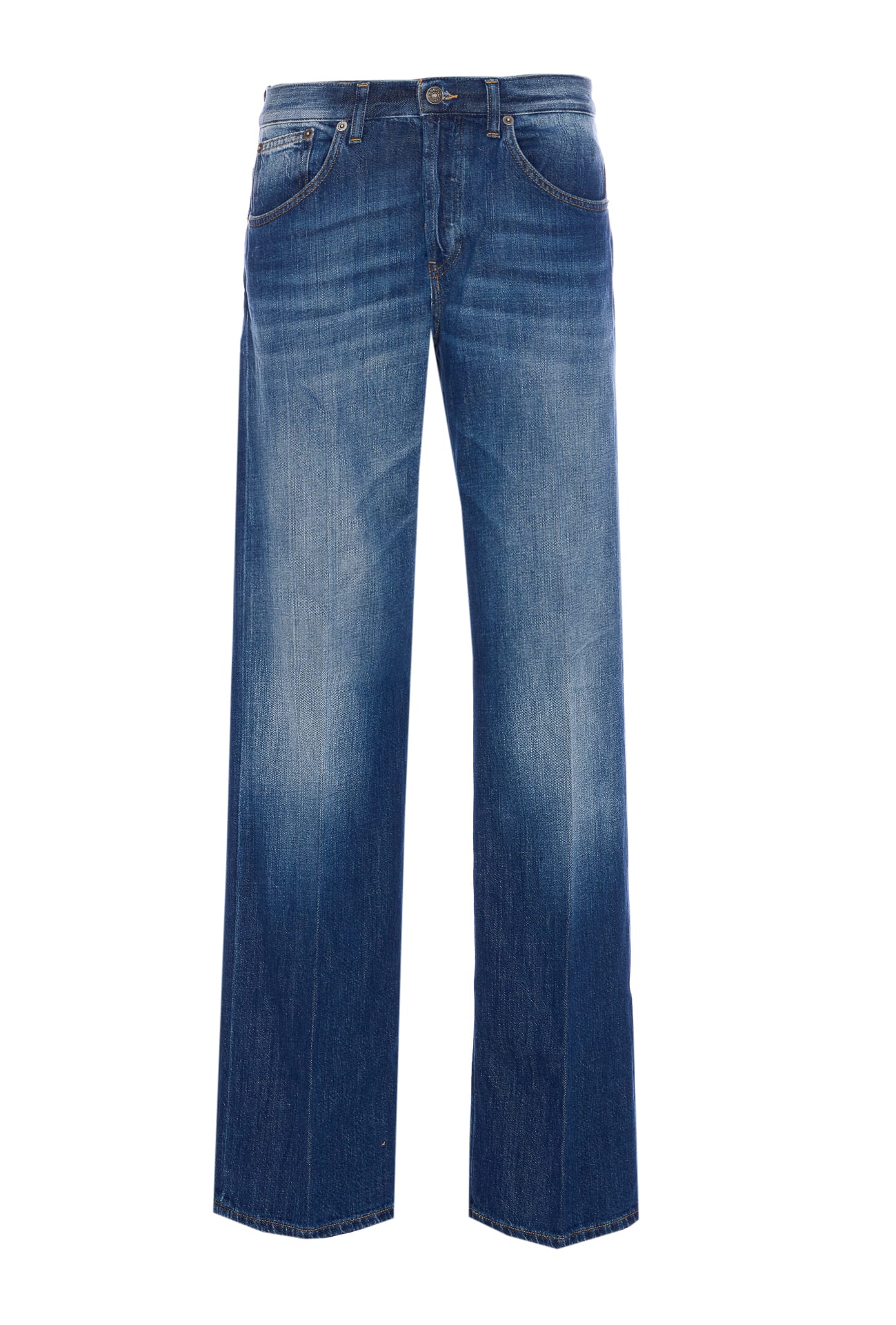 Dondup Regular Fit Faded Effect Trousers In Blue
